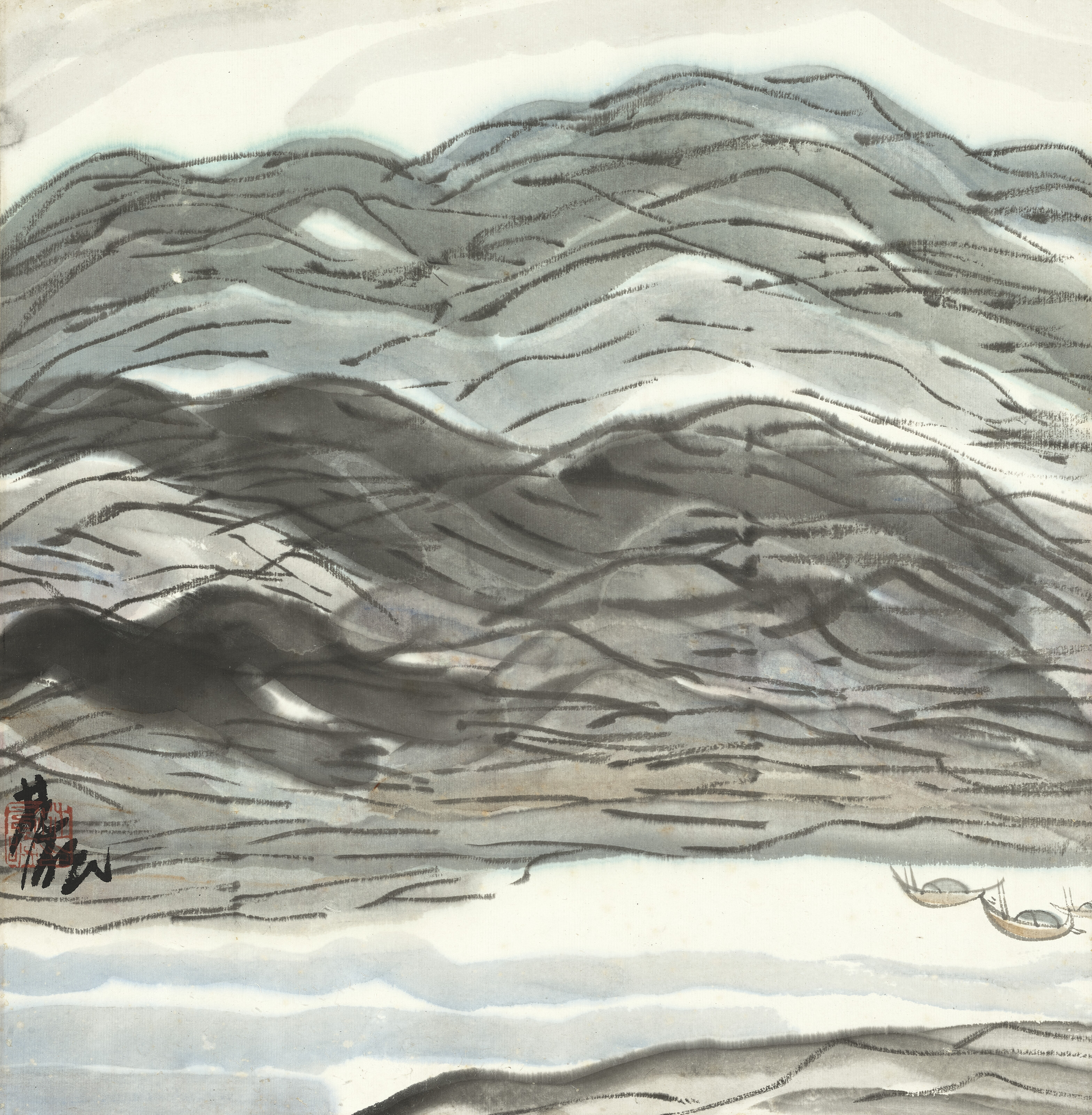 Lin Fengmian — Лодки на реке