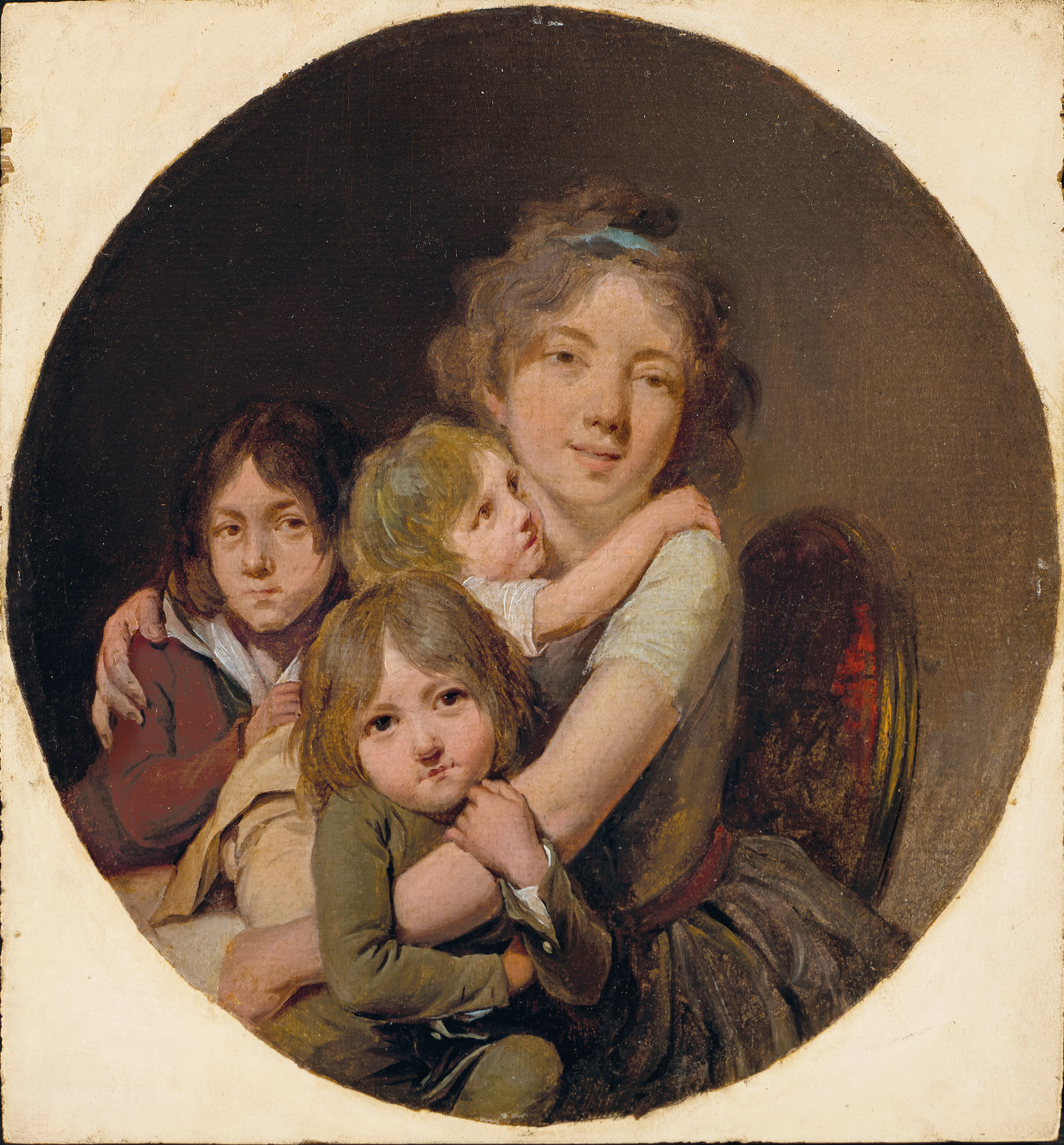 Louis Leopold Boilly — Портрет мадам Буайи, урожденной Аделаиды Ледюк, второй женщины-художника, и трех сыновей Жюльена, Эдуарда и Альфонса, танцующих на одной сцене
