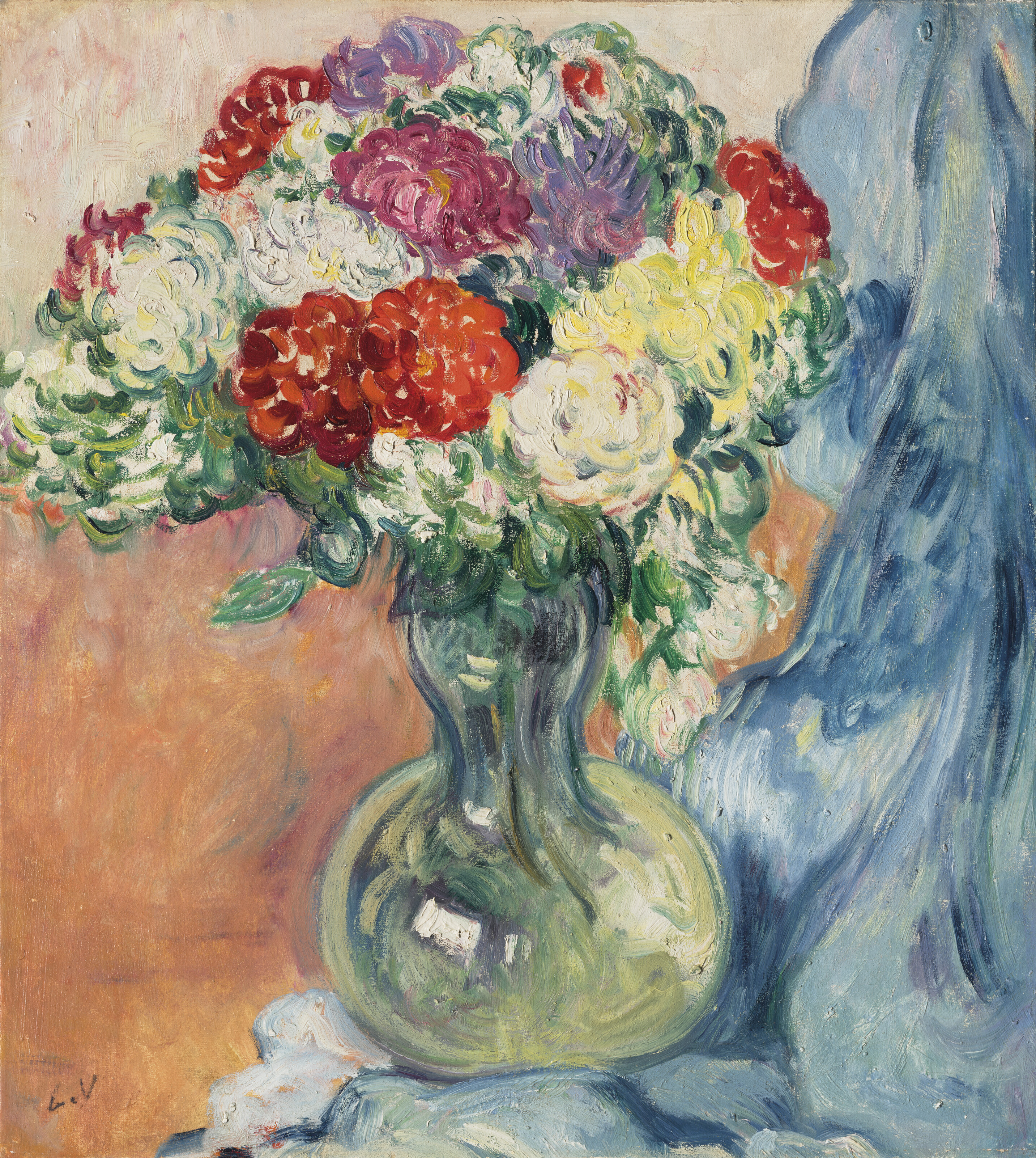 Louis Valtat — Синие хризантемы в драпировке