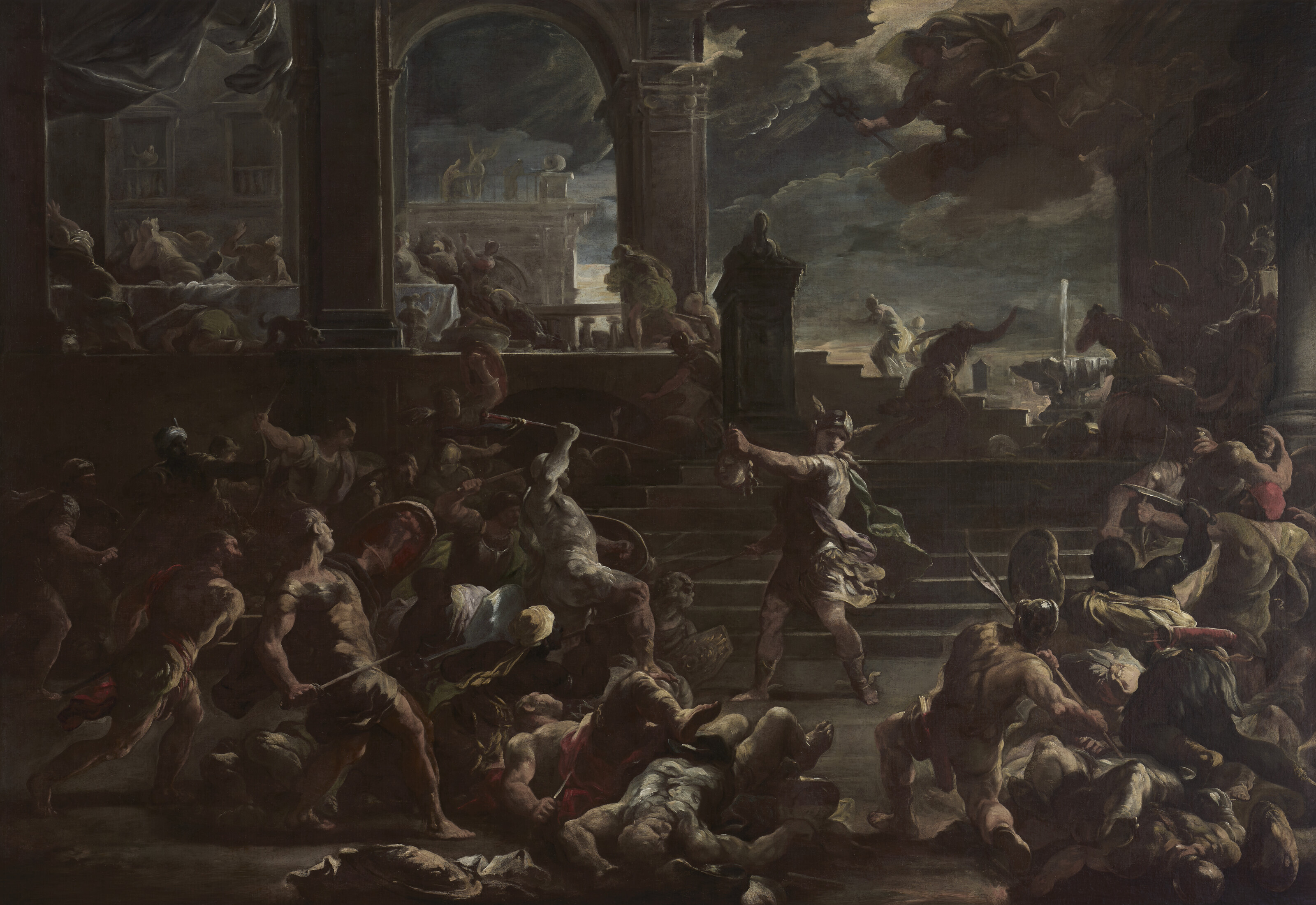 Luca Giordano — Персей обратил Финея и его последователей в камень