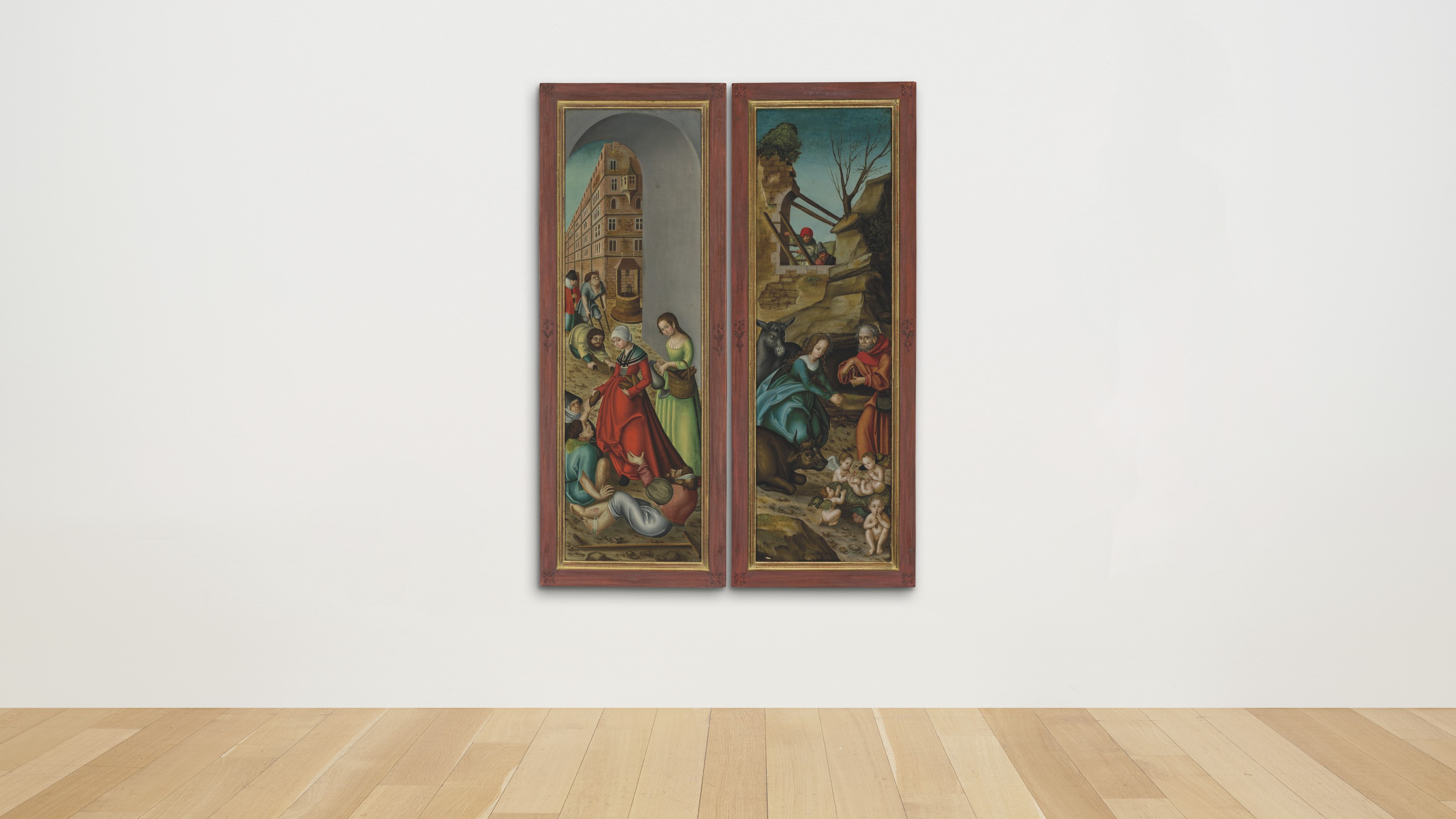 Lucas Cranach the Elder — Триптих: центральная панель: Христос среди врачей; крылья: Умножение хлебов и рыбы; и Свадьба в Кане; внешние грани: Святая Елизавета Тюрингская, раздающая милостыню; и Рождество Христово., изображение 11