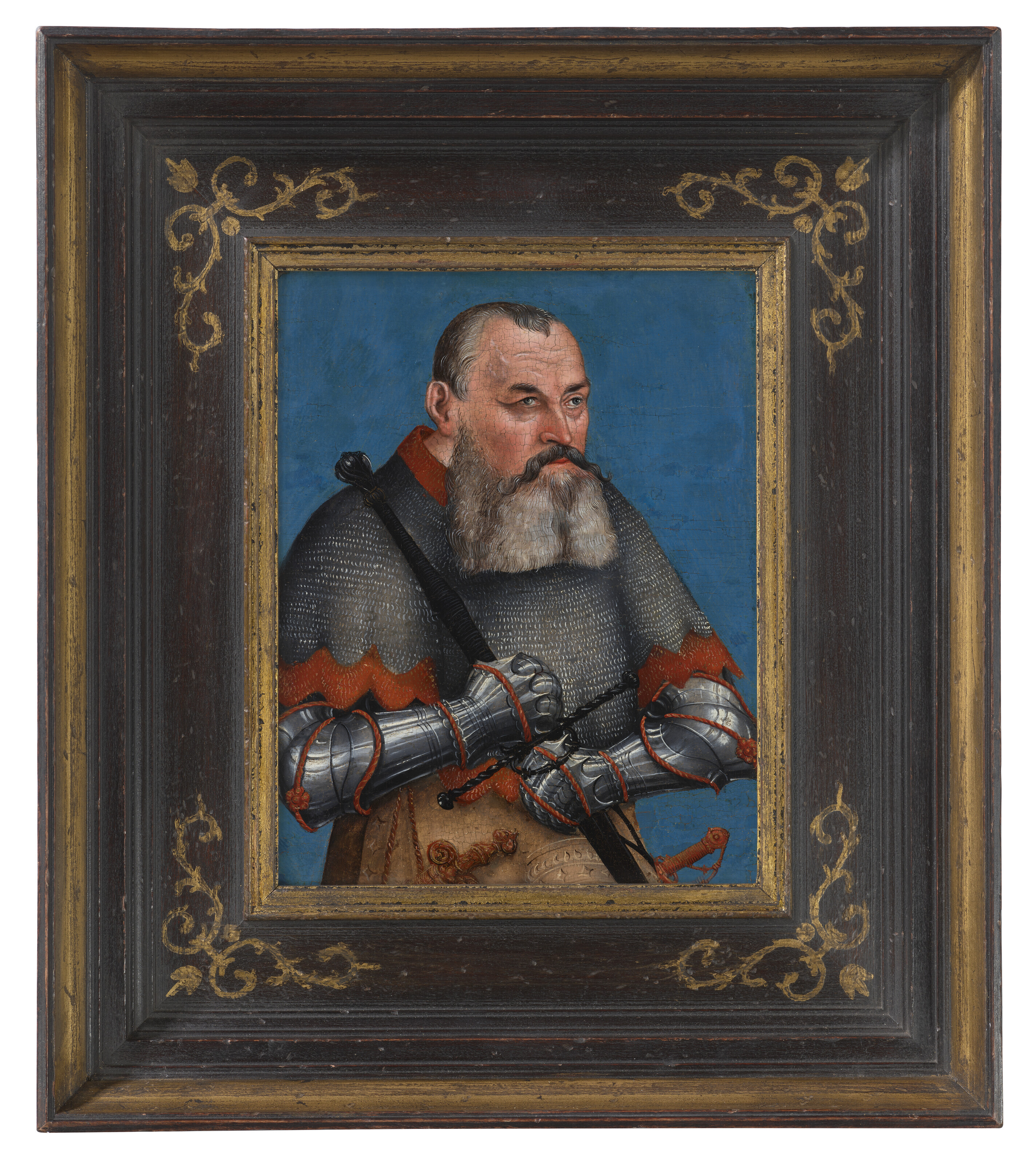 Lucas Cranach the Elder — Генрих IV Благочестивый, герцог Саксонский, маркграф Мейсенский (1473-1541), в полный рост, в доспехах, с двуручным мечом, изображение 2