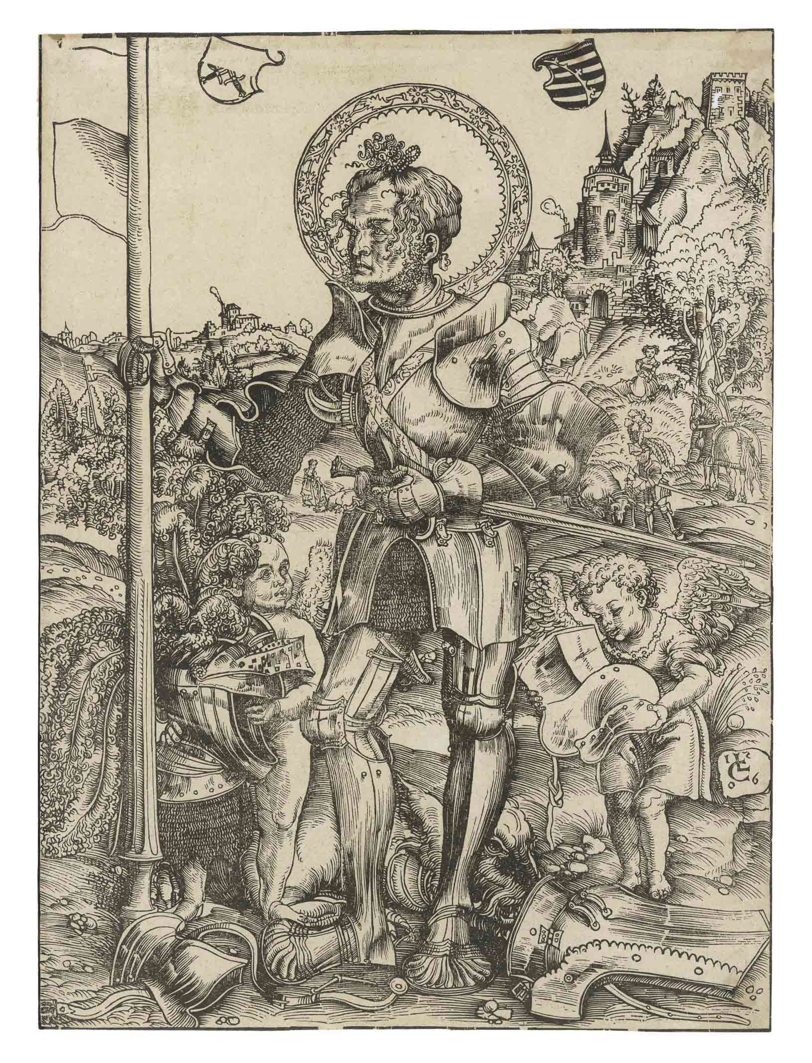 Lucas Cranach the Elder — Святой Георгий, стоящий с двумя ангелами (стр. 67; Зал. 83)