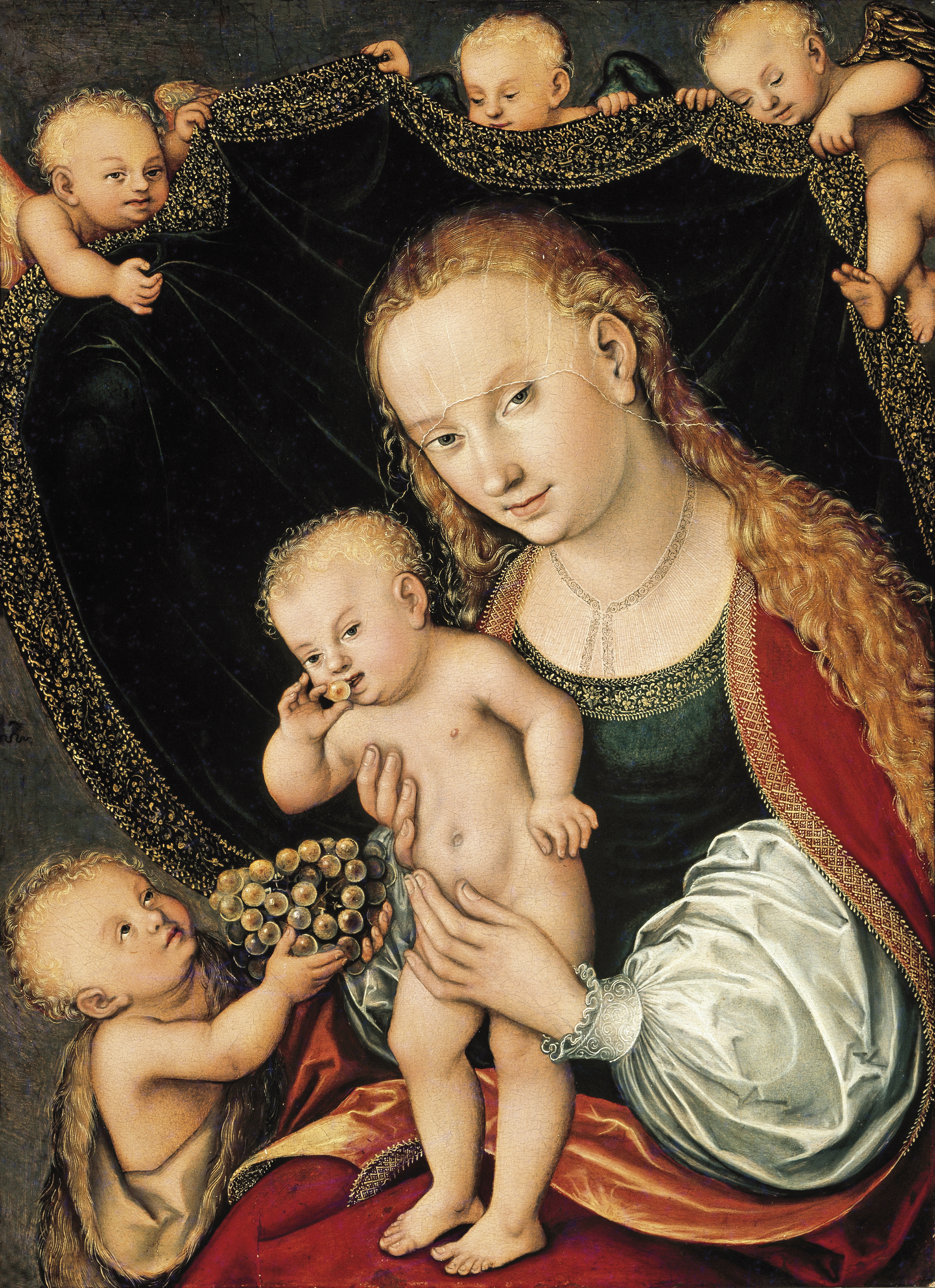 Lucas Cranach The Younger — Богородица с Младенцем, Святой Иоанн Креститель и Ангелы, изображение 2