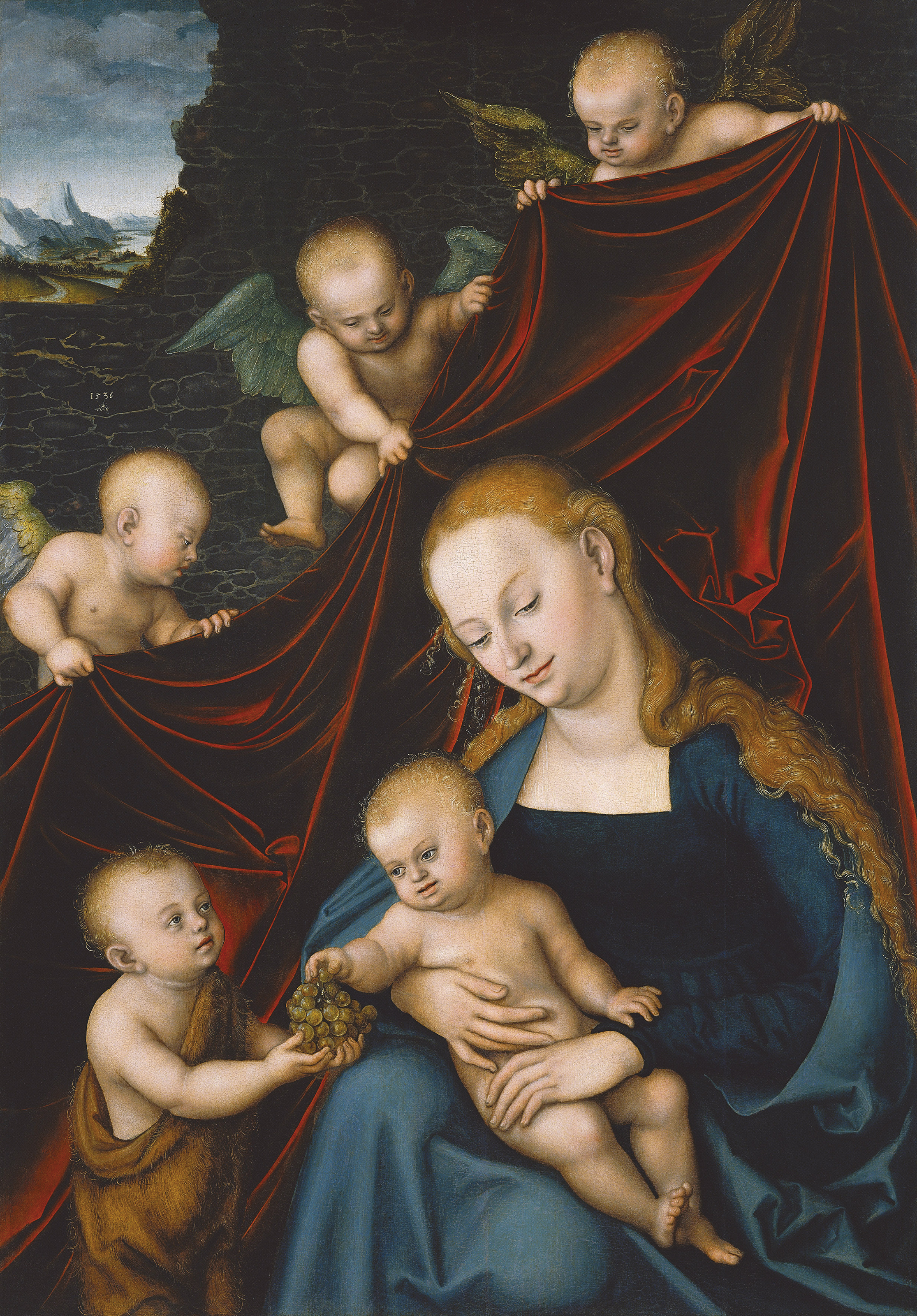 Lucas Cranach The Younger — Богородица с Младенцем, Святой Иоанн Креститель и Ангелы, изображение 3