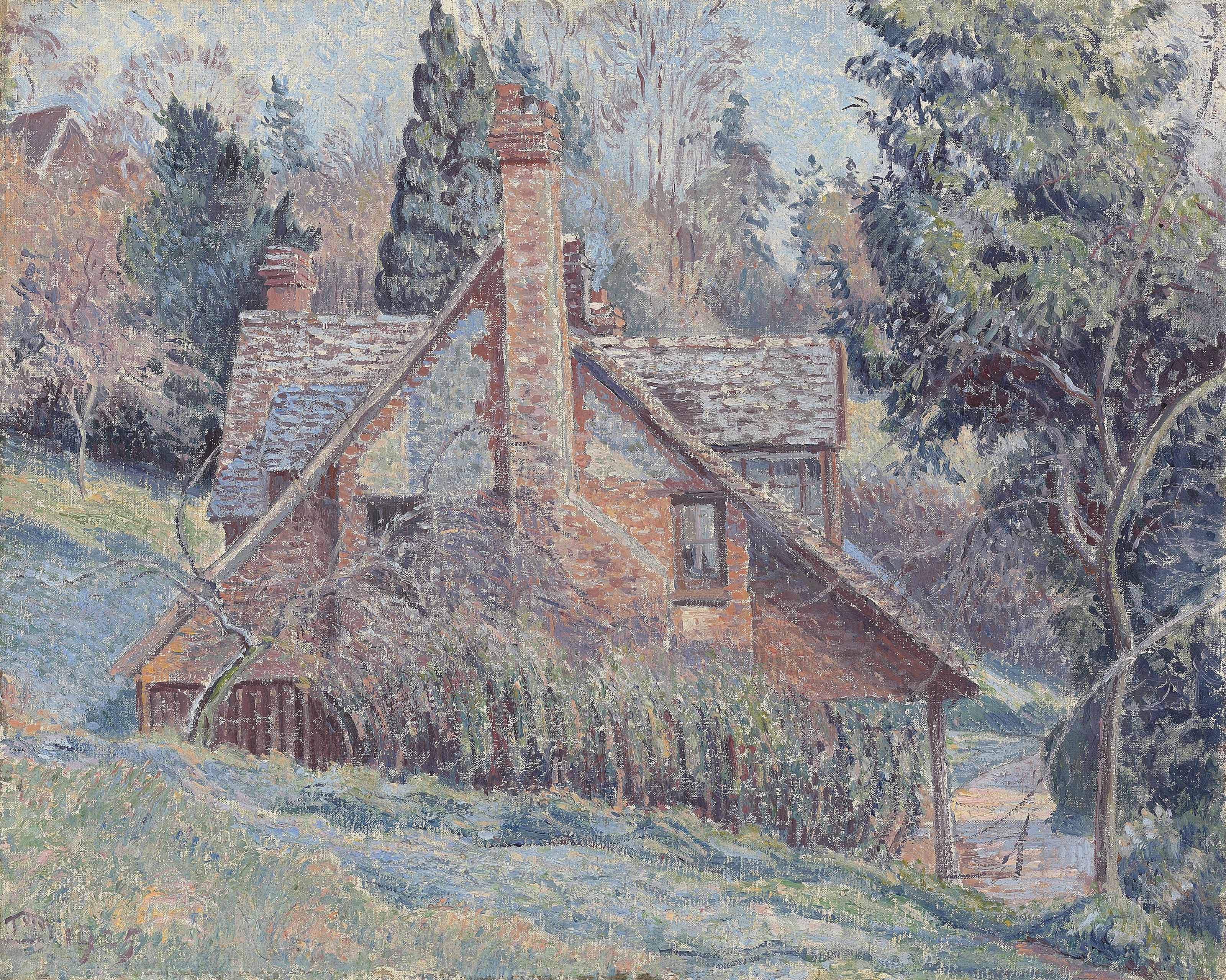 Lucien Pissarro — Коттедж в окружении ландшафта