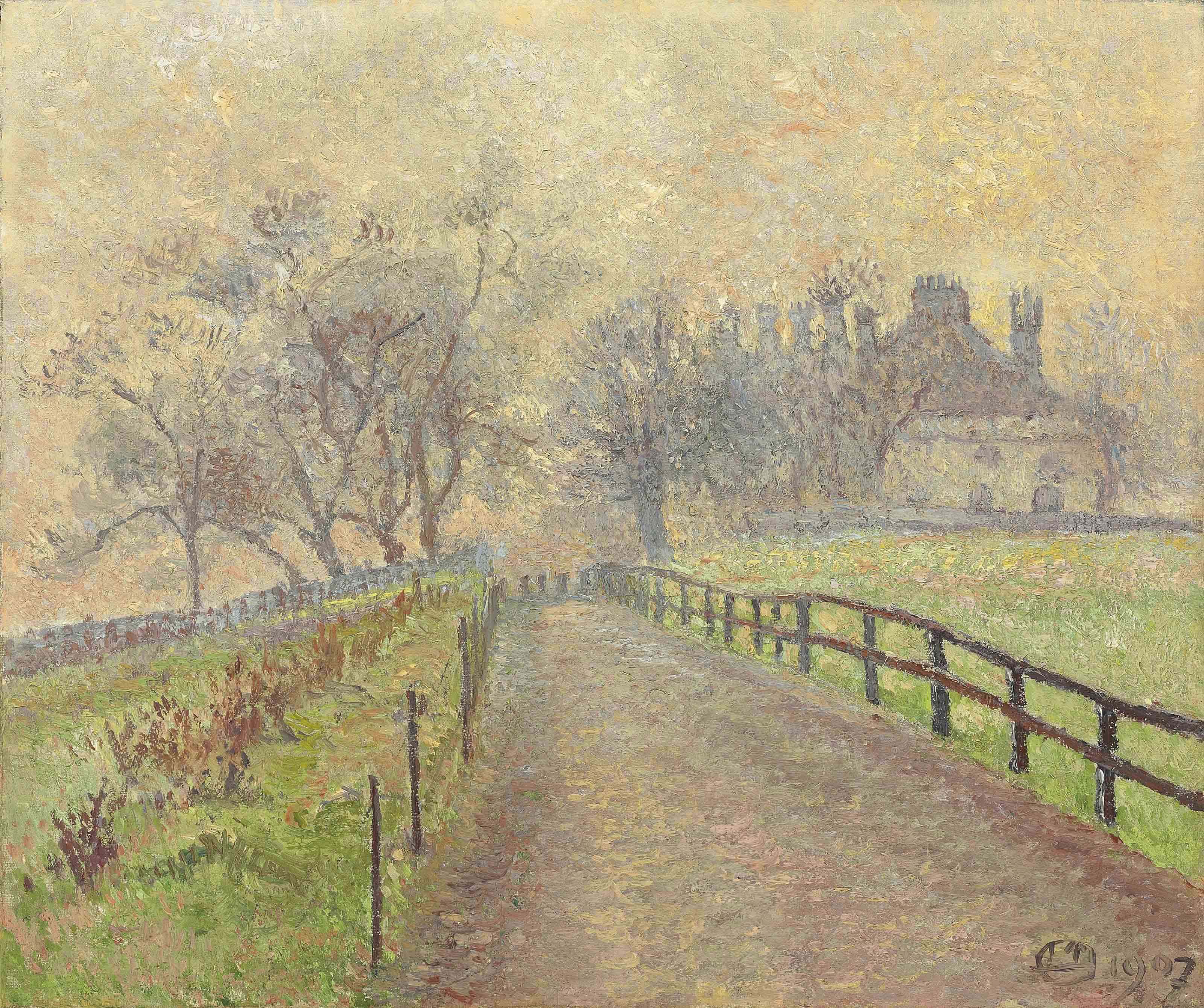 Lucien Pissarro — Туманное утро, Мортлейк