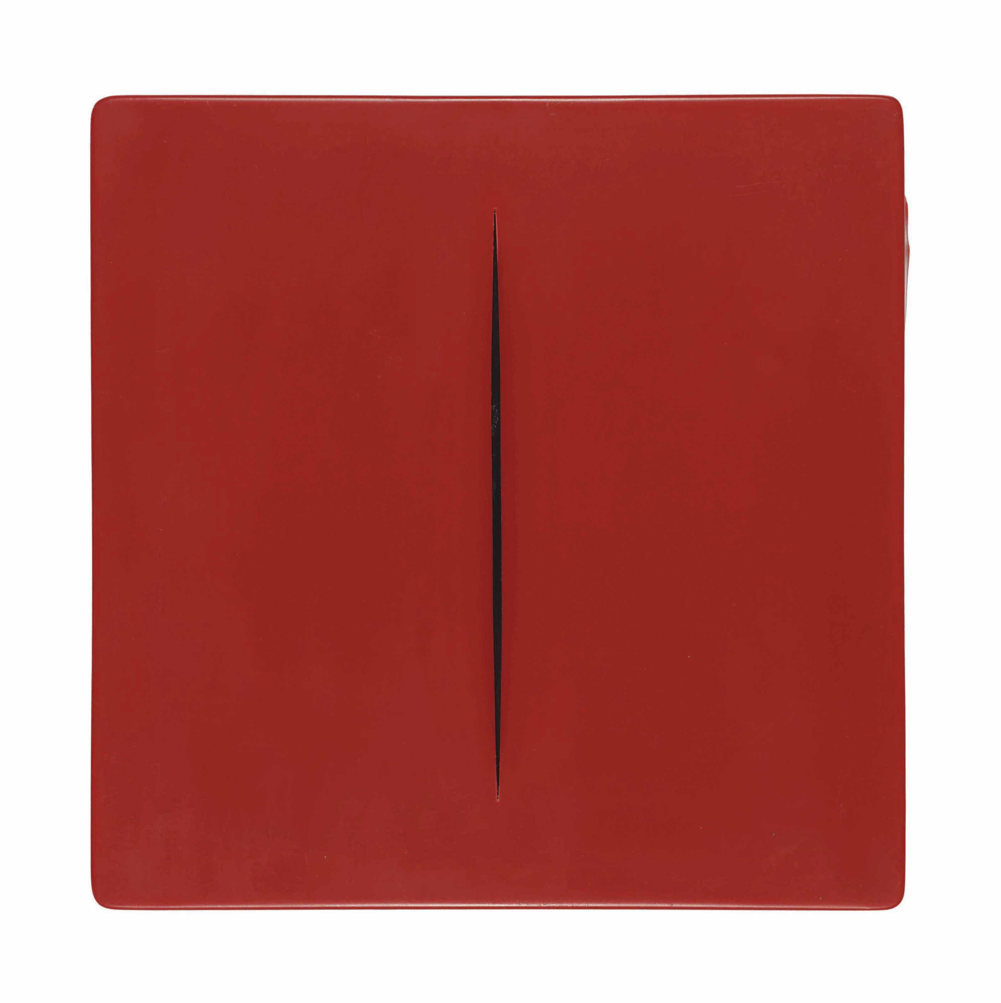 Lucio Fontana — Кончетто Спациале (красный)
