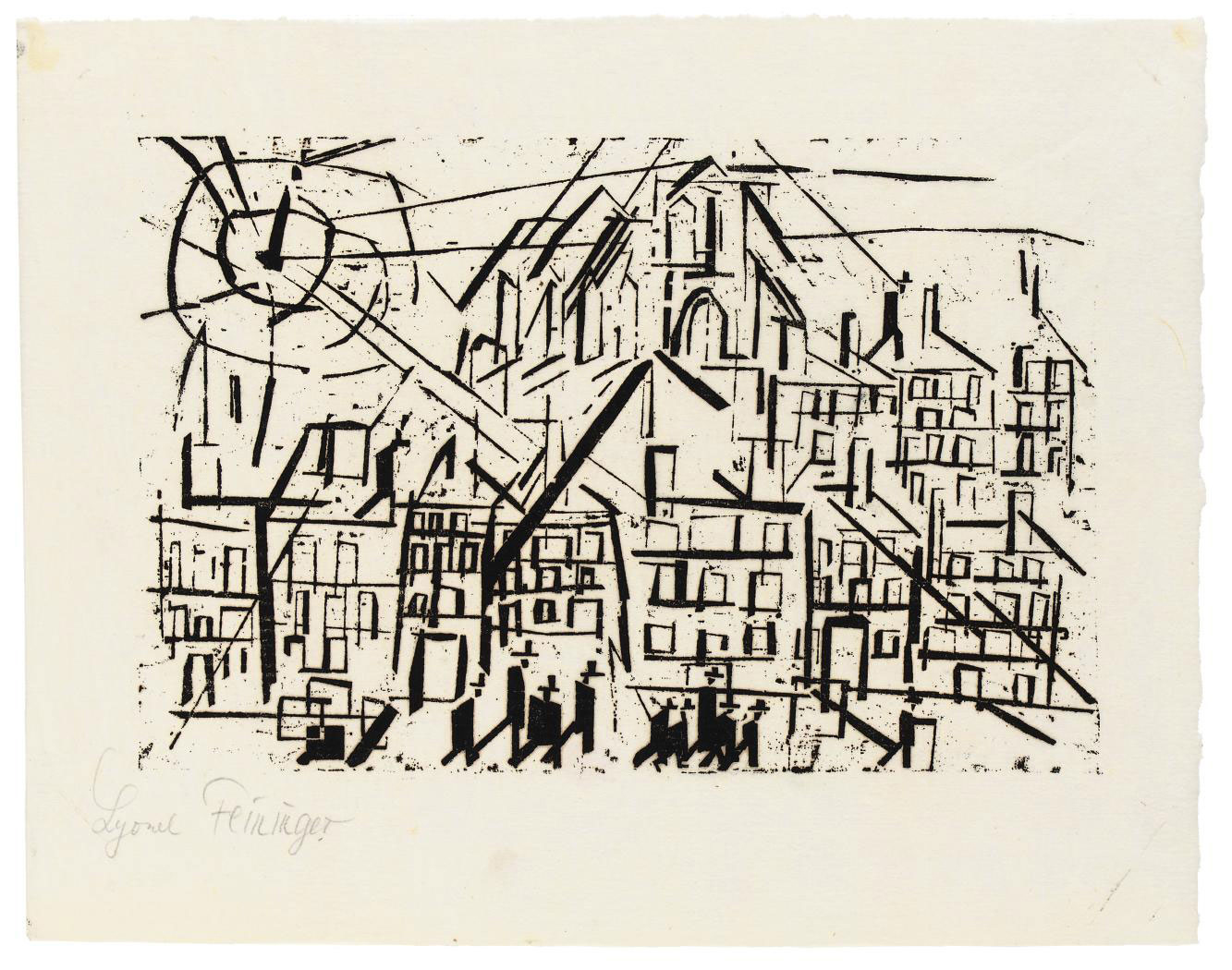 Lyonel Feininger — Город с церковью в лучах солнца (Prasse W 87; Weber 12.5)