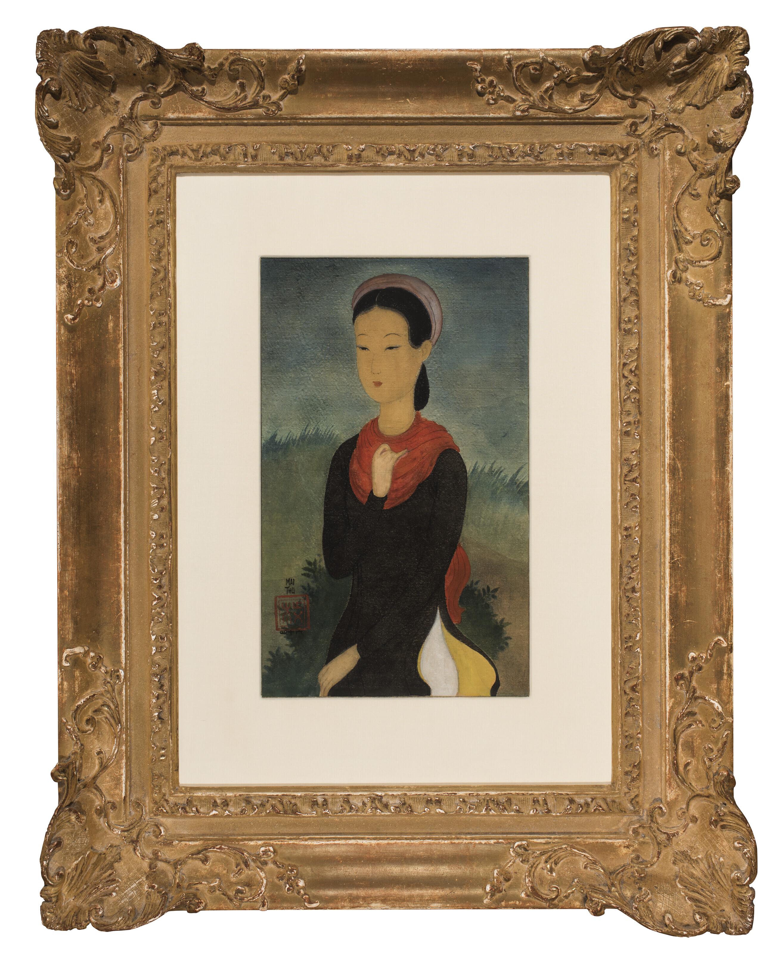 Mai Thu — Femme au châle rouge (Женщина в красной шали), изображение 2