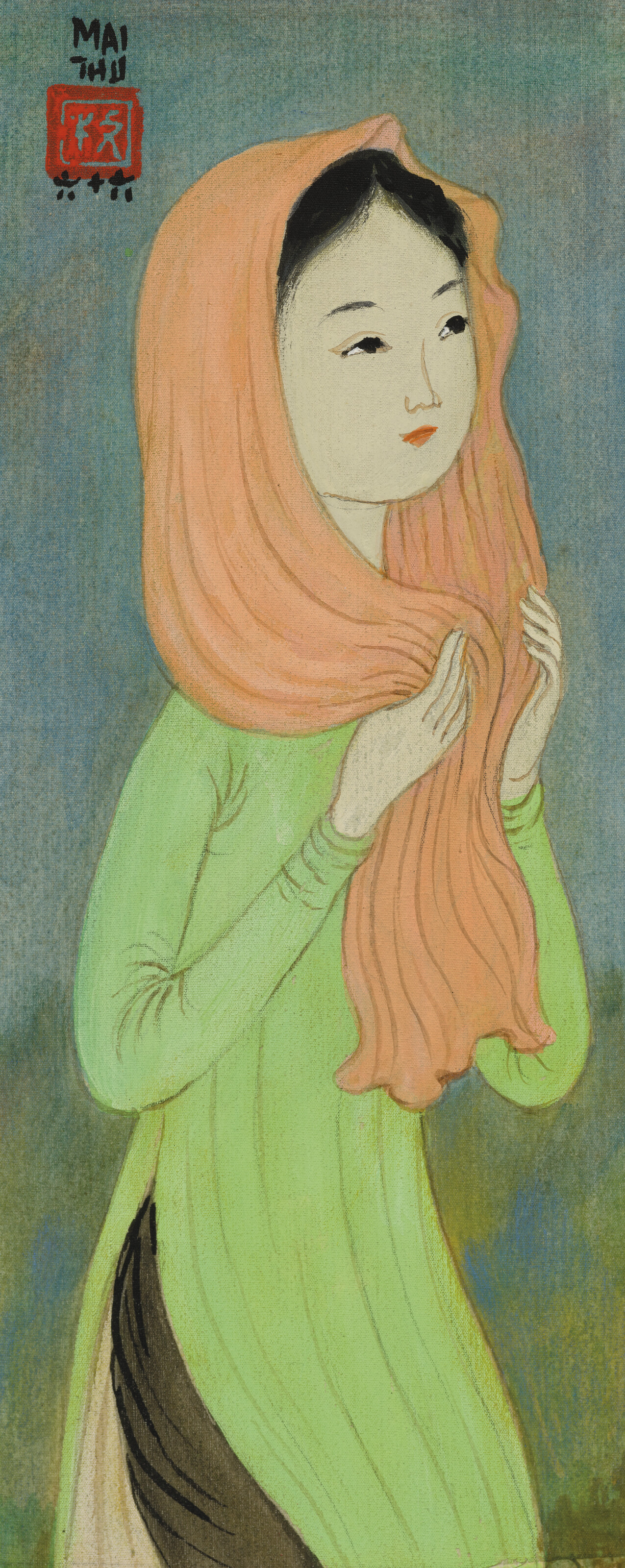 Mai Thu — Молодая женщина в розовом шарфе (Молодая леди в розовом шарфике)