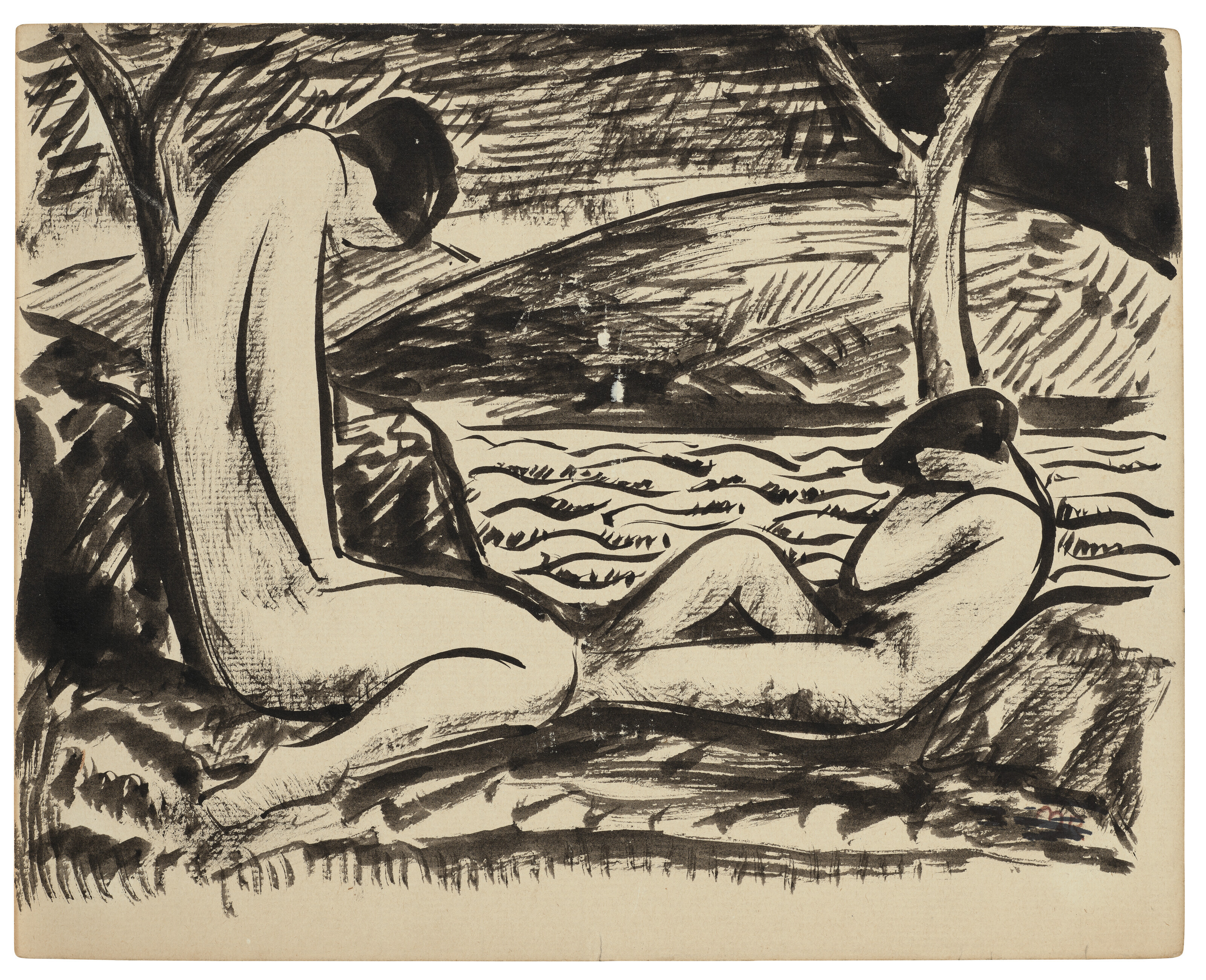 Man Ray — Две обнаженные натуры на фоне пейзажа Риджфилда (бабье лето), изображение 2