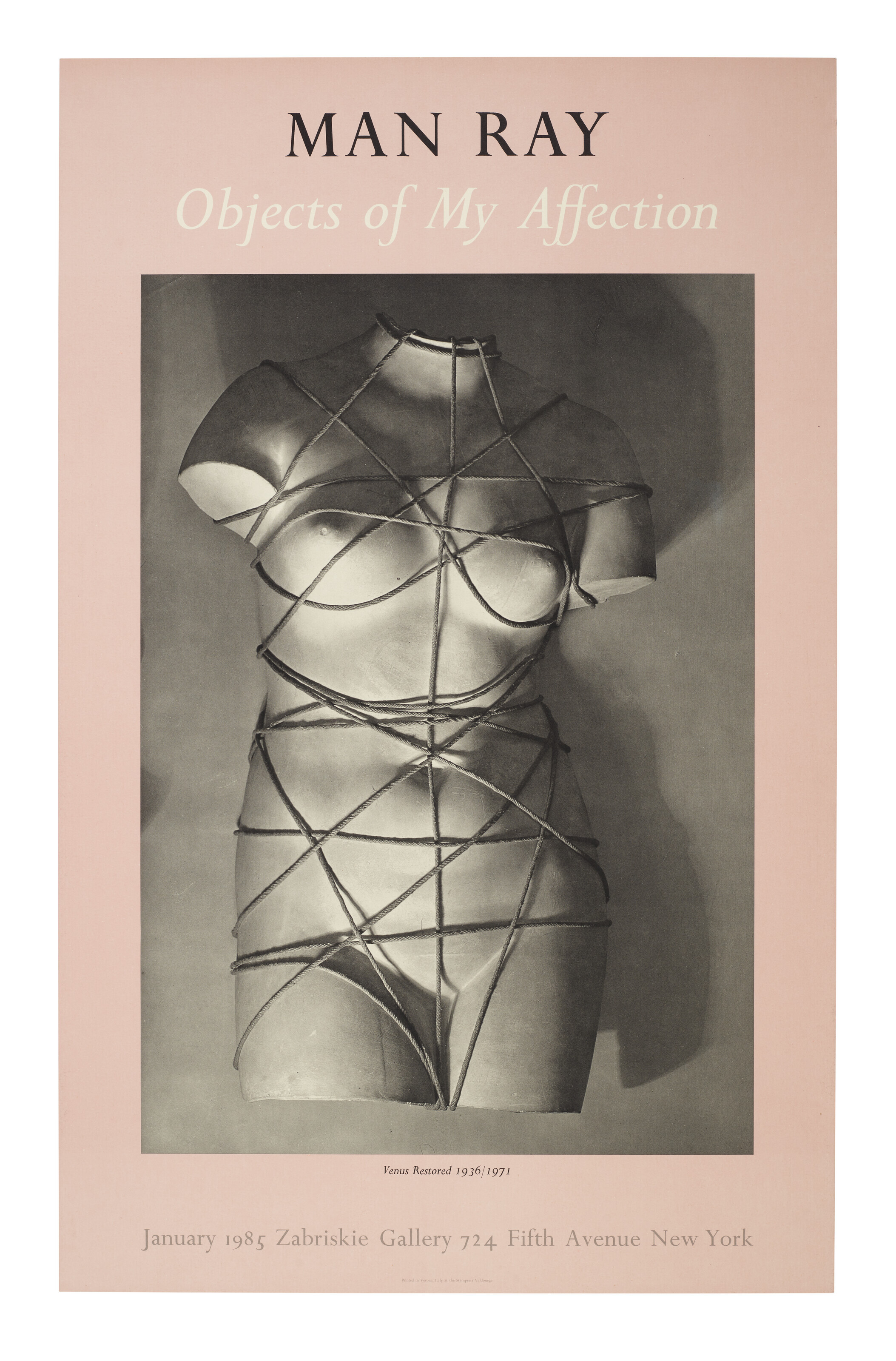 Man Ray — Плакат с выставки Мана Рэя "Объекты моей привязанности" в галерее "Забриски", Нью-Йорк, январь 1985 года