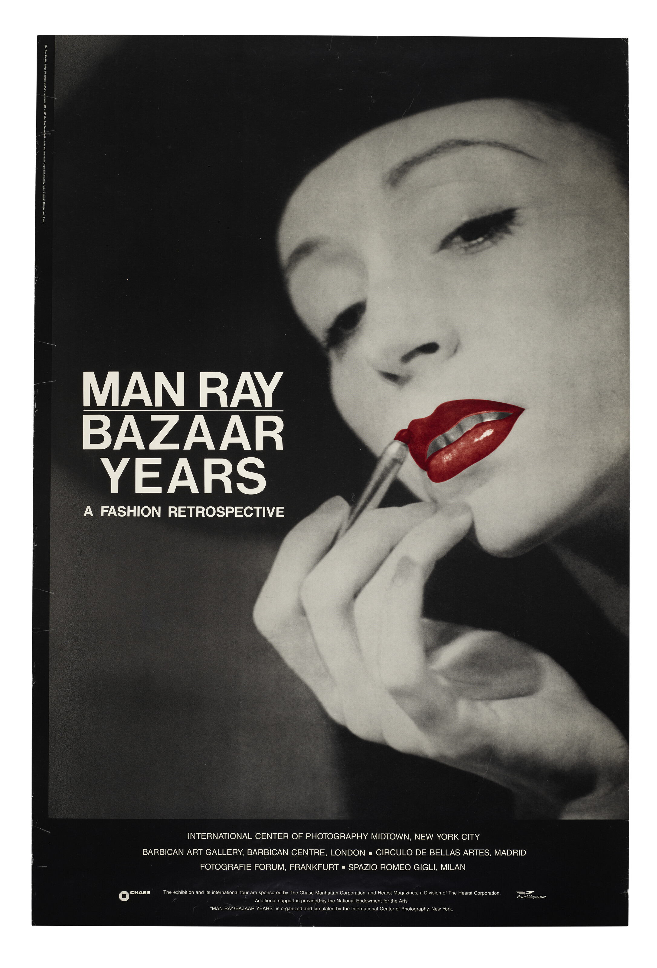 Man Ray — Плакат выставки Man Ray/Bazaar Years - Ретроспектива моды в Международном центре фотографии, 7 сентября - 25 ноября 1990