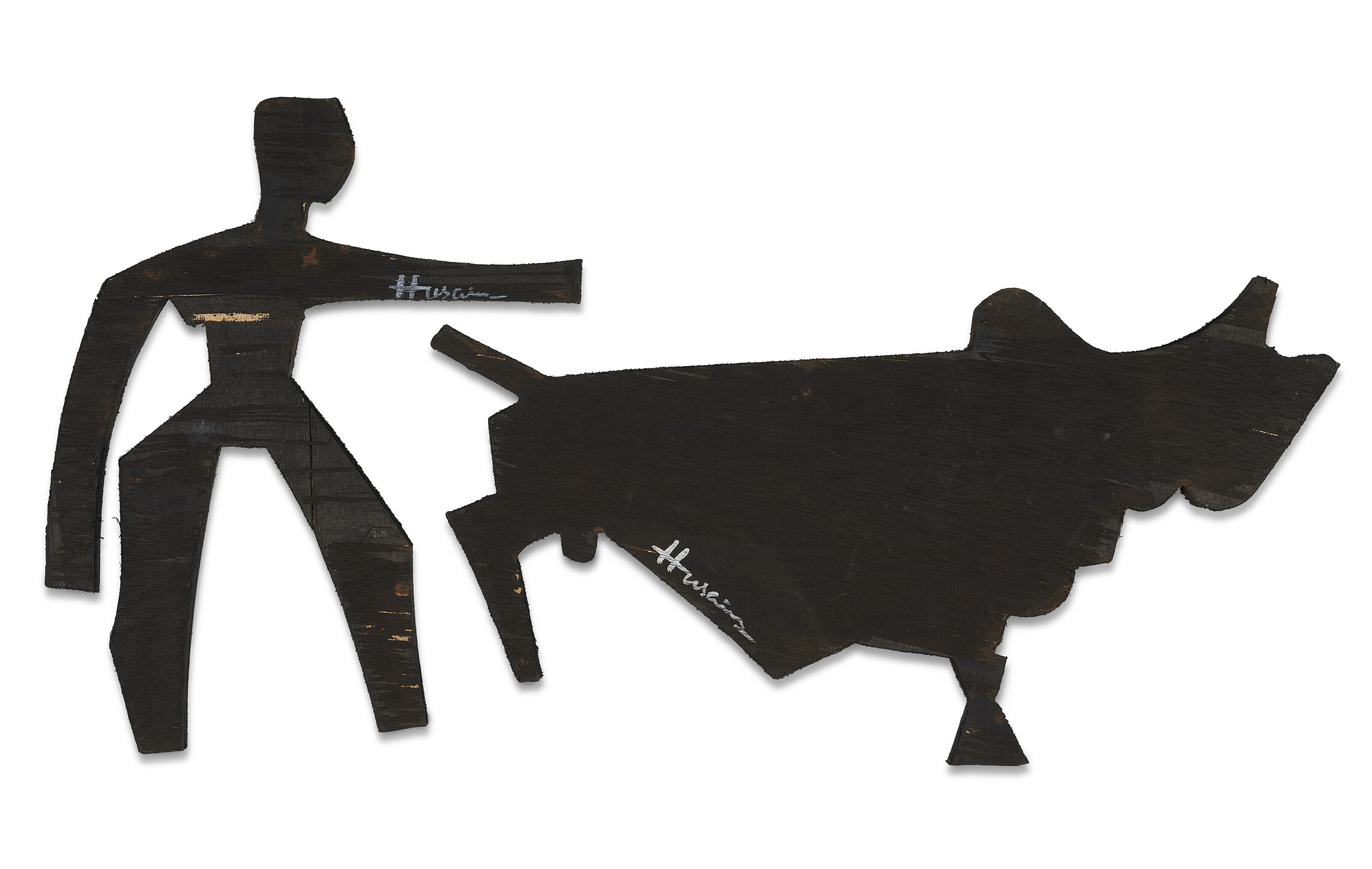 Maqbool Fida Husain — Без названия (Фермер и бык), изображение 4