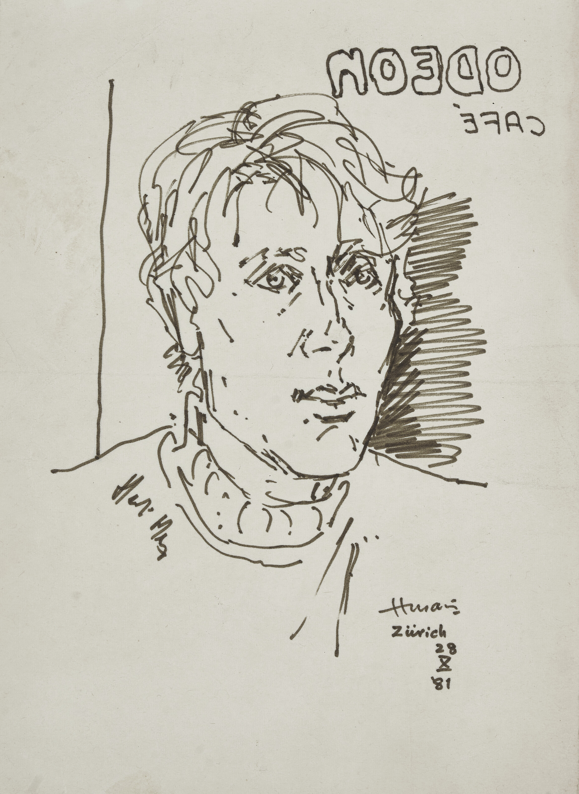 Maqbool Fida Husain — Без названия (кафе "Одеон")