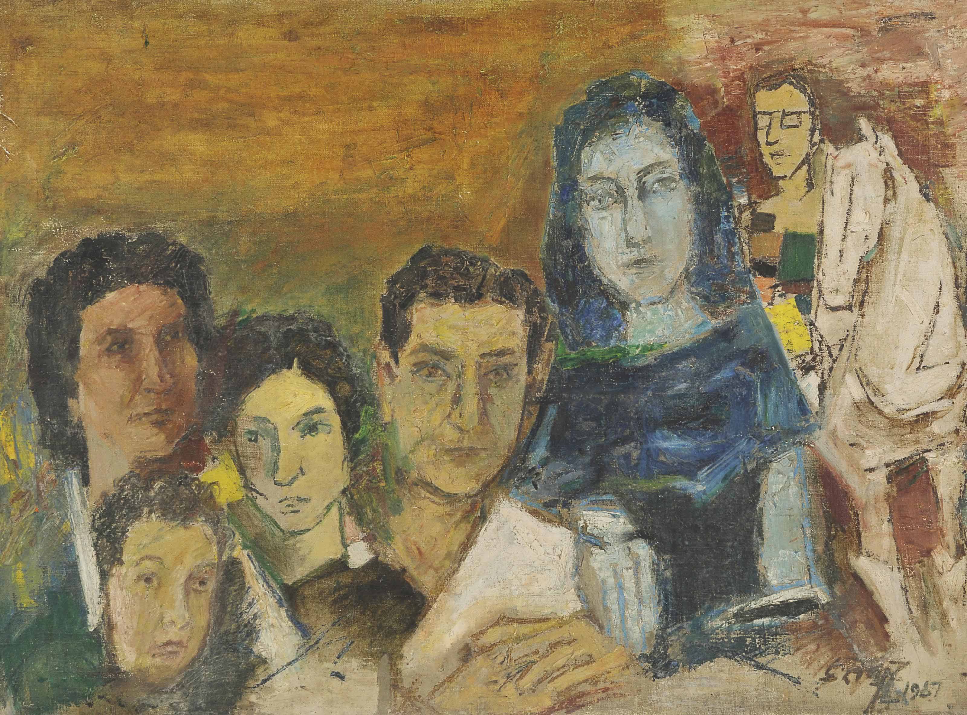 Maqbool Fida Husain — Без названия (Семейный портрет)