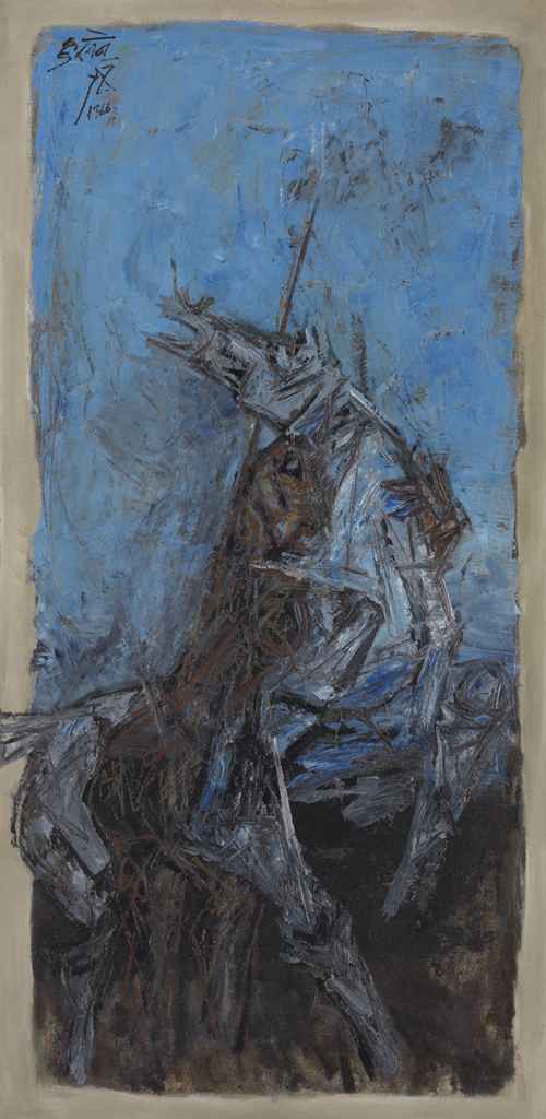 Maqbool Fida Husain — Без названия (Синяя лошадь)