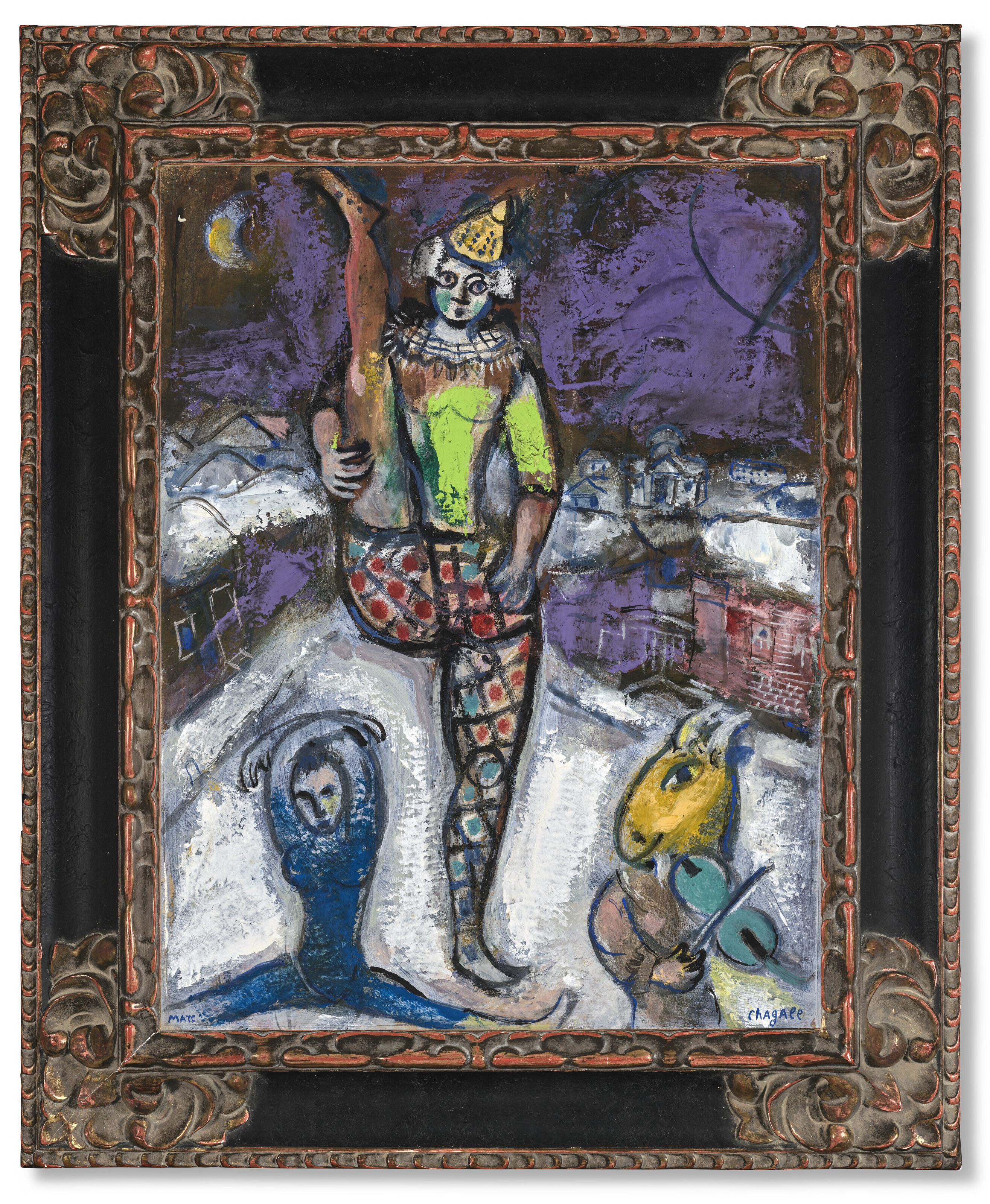 Marc Chagall — Акробаты и музыканты в сиреневом цвете, изображение 3