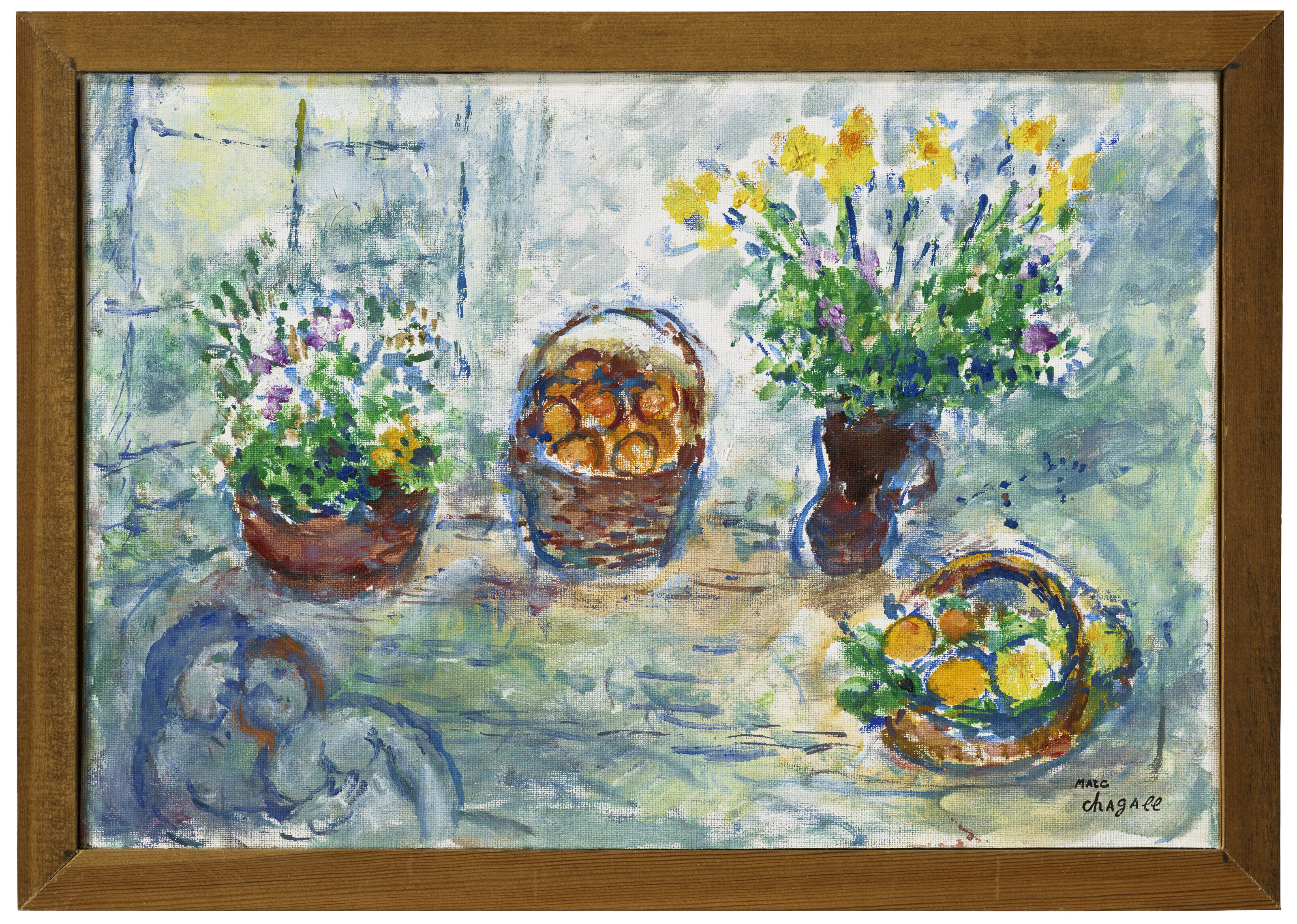 Marc Chagall — Цветы и корзиночки с фруктами на столе, изображение 2