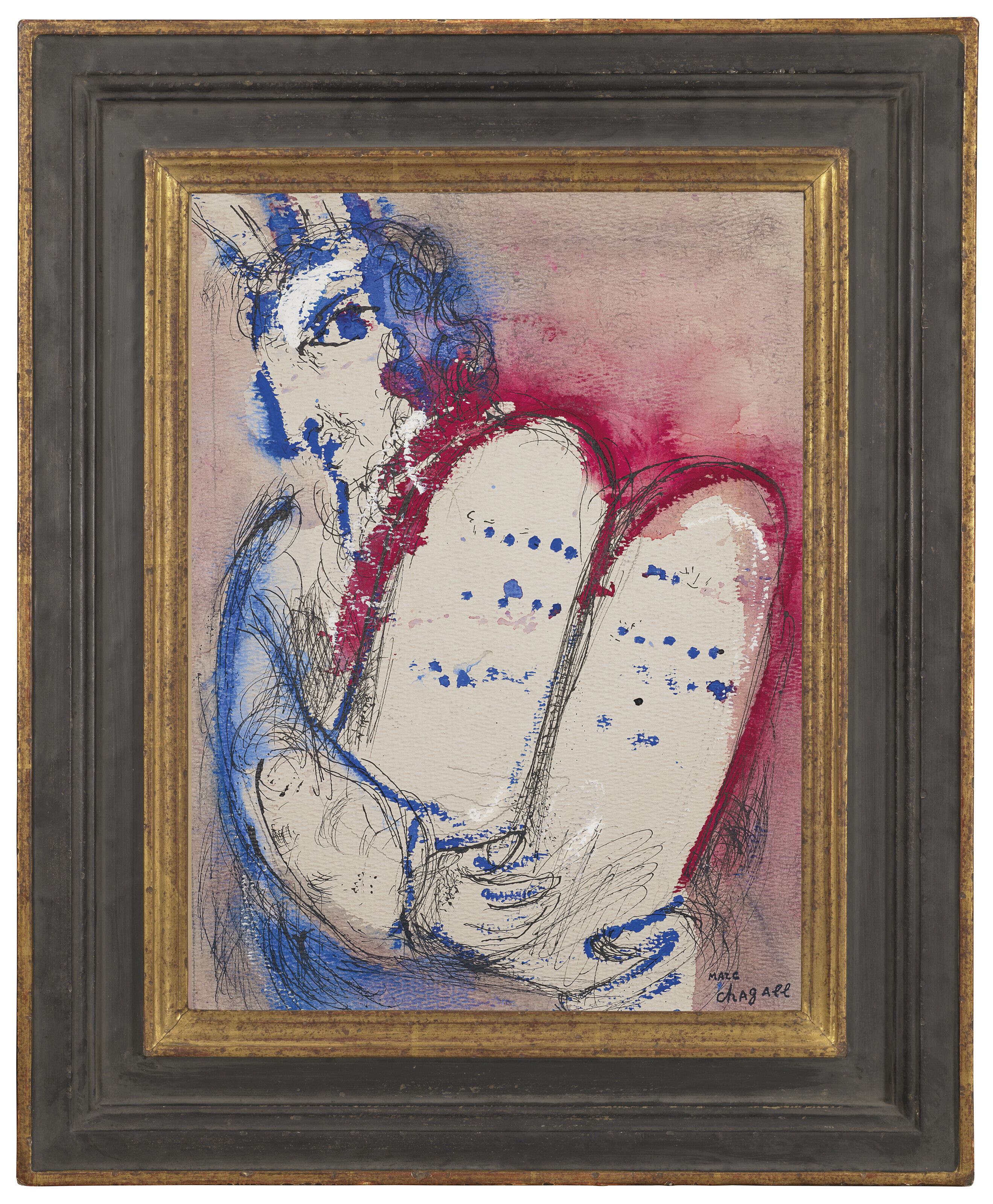Marc Chagall — Моисей (подготовительный материал гуашью для литографии, М. 126 (Библейское изд.)), изображение 2