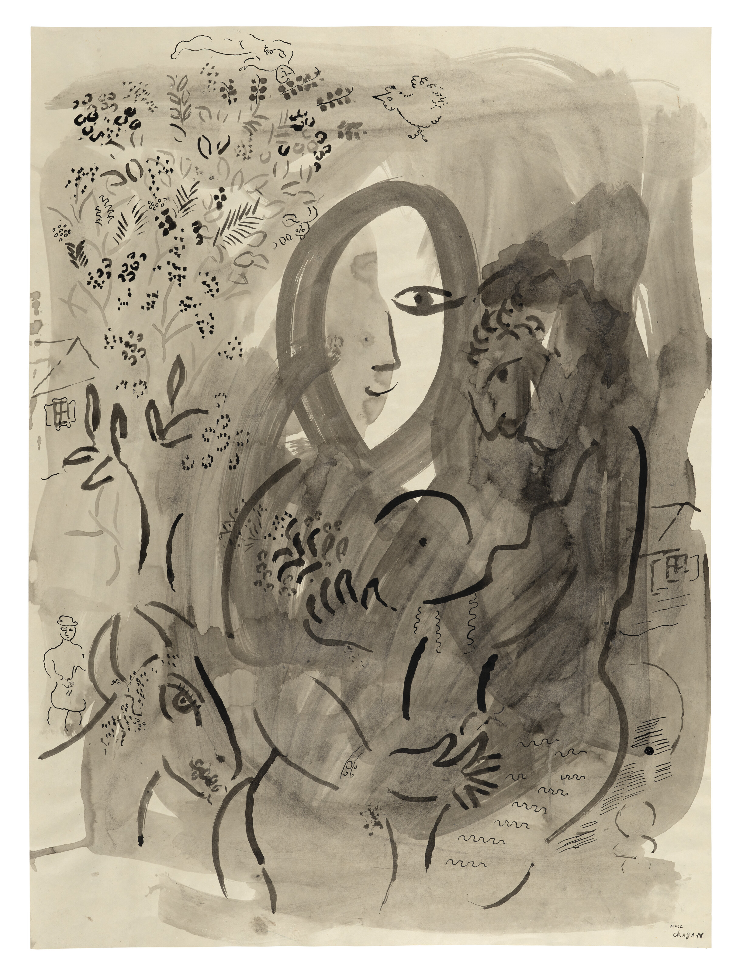 Marc Chagall — Авторская сцена с изображением женщины в лунном свете, изображение 2