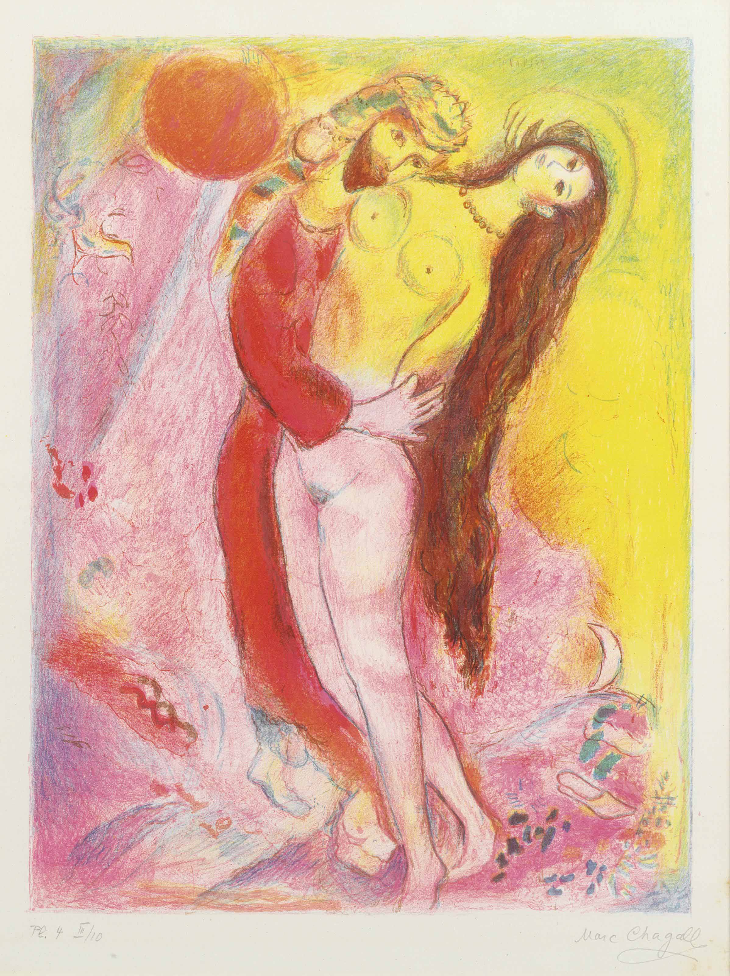 Marc Chagall — Раздев ее собственноручно, король взглянул на ее тело и увидел его как серебряный слиток... из четырех сказок "Тысячи и одной ночи".