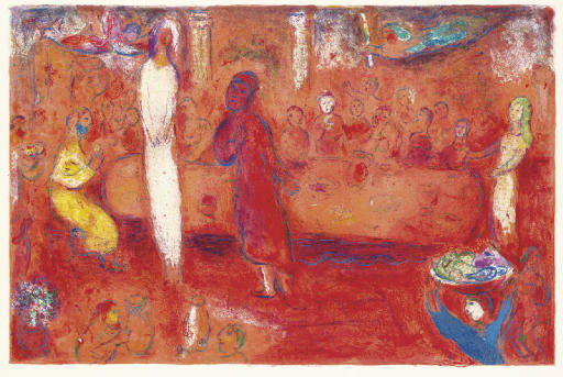 Marc Chagall — Мегакл узнает свою дочь во время пира от Дафниса и Хлои (М. 347; см. кн. 46).