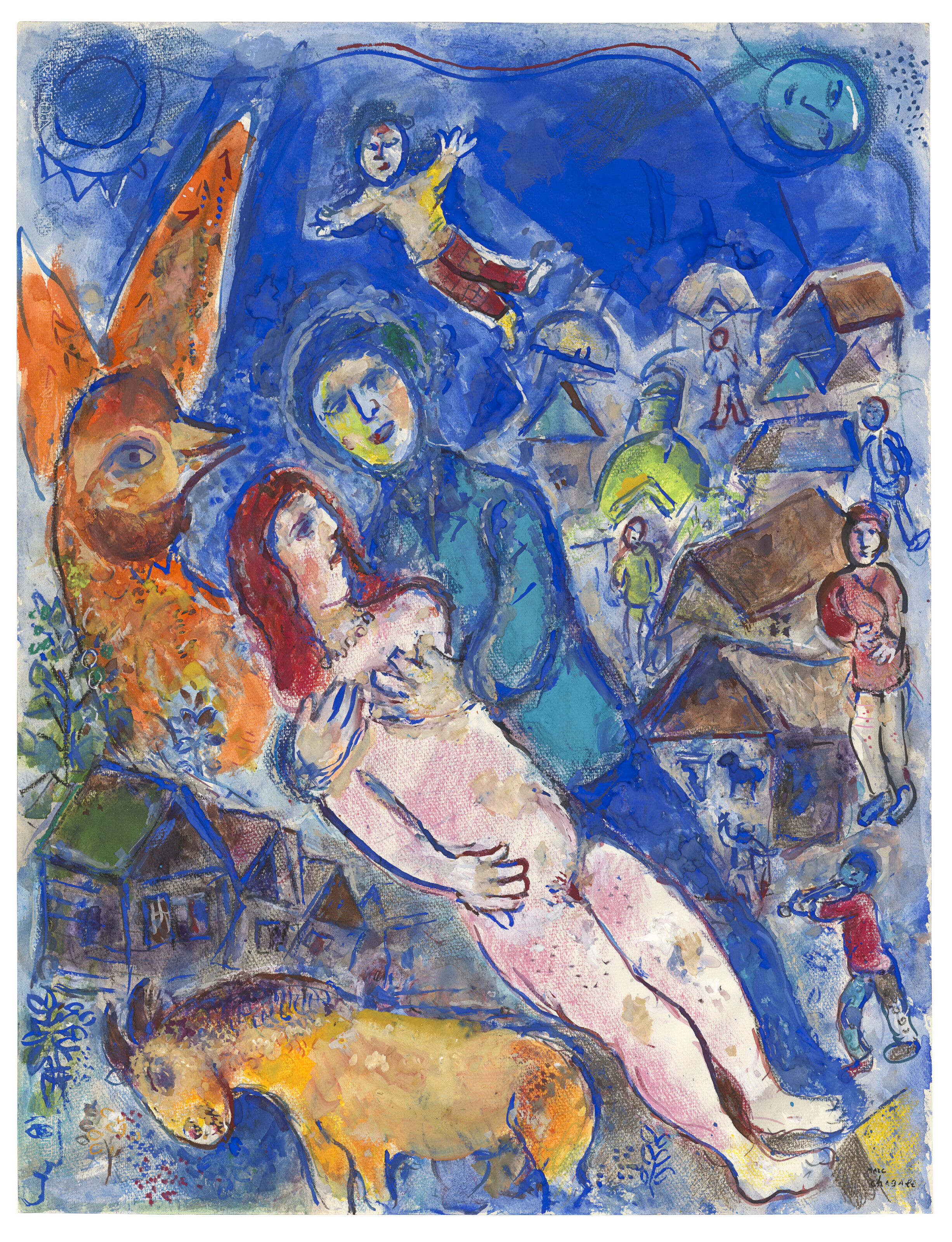 Marc Chagall — Ну, роза и апельсиновый сок в деревне с голубым вкусом, изображение 2