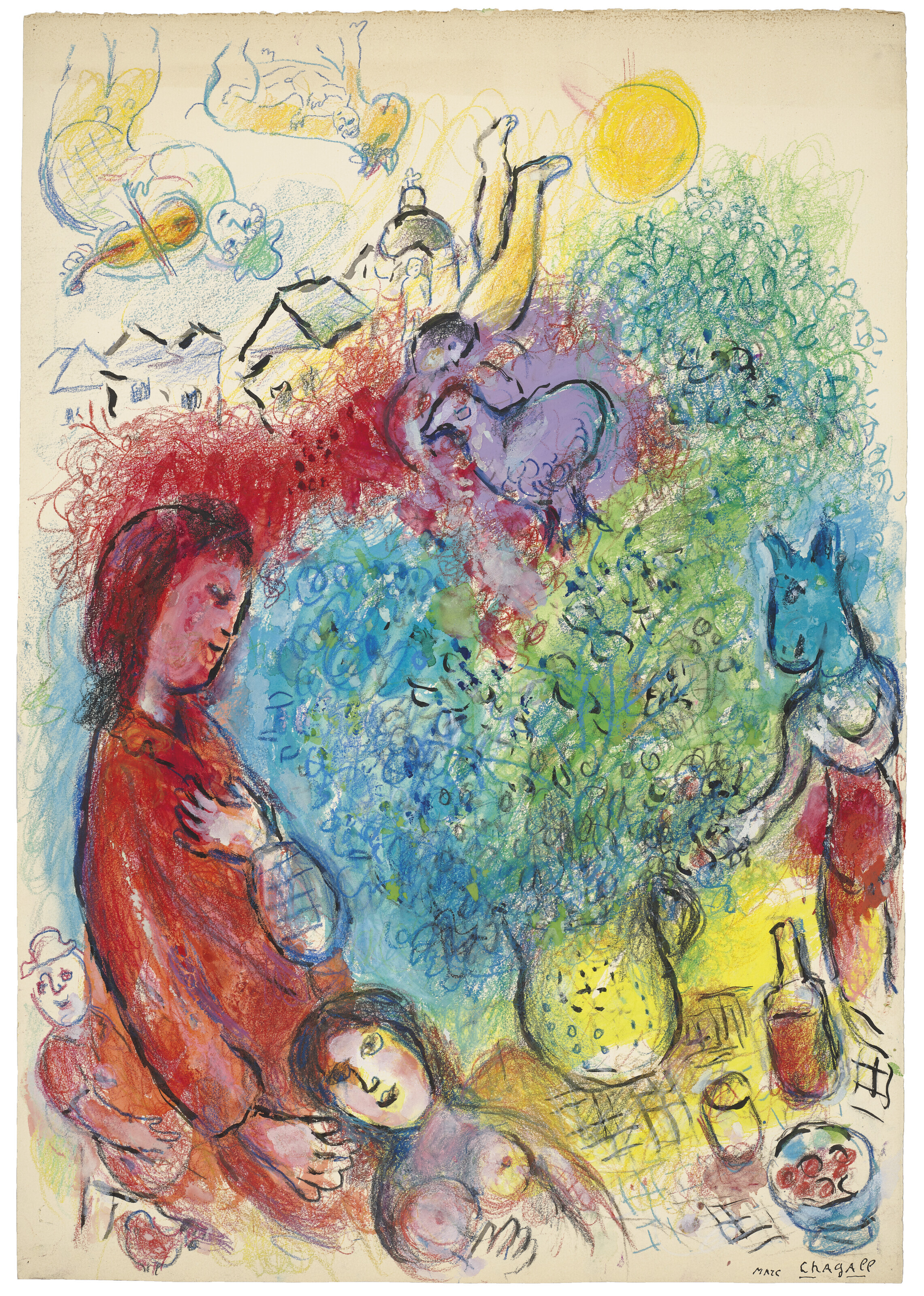 Marc Chagall — Авторская встреча с букетом за столом, изображение 2