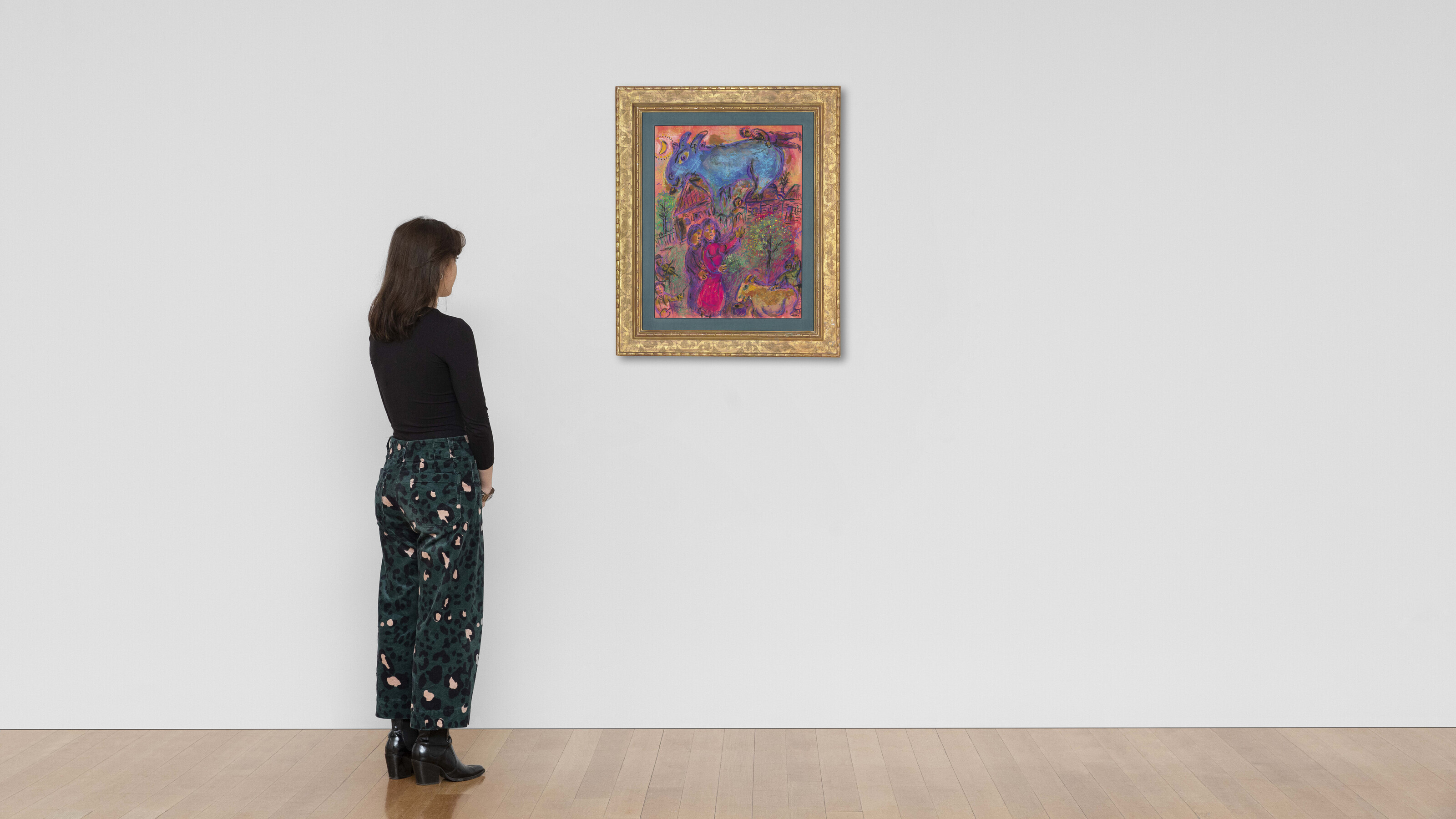 Marc Chagall — Голубая ночь на исходе праздника в деревне в розах, изображение 4