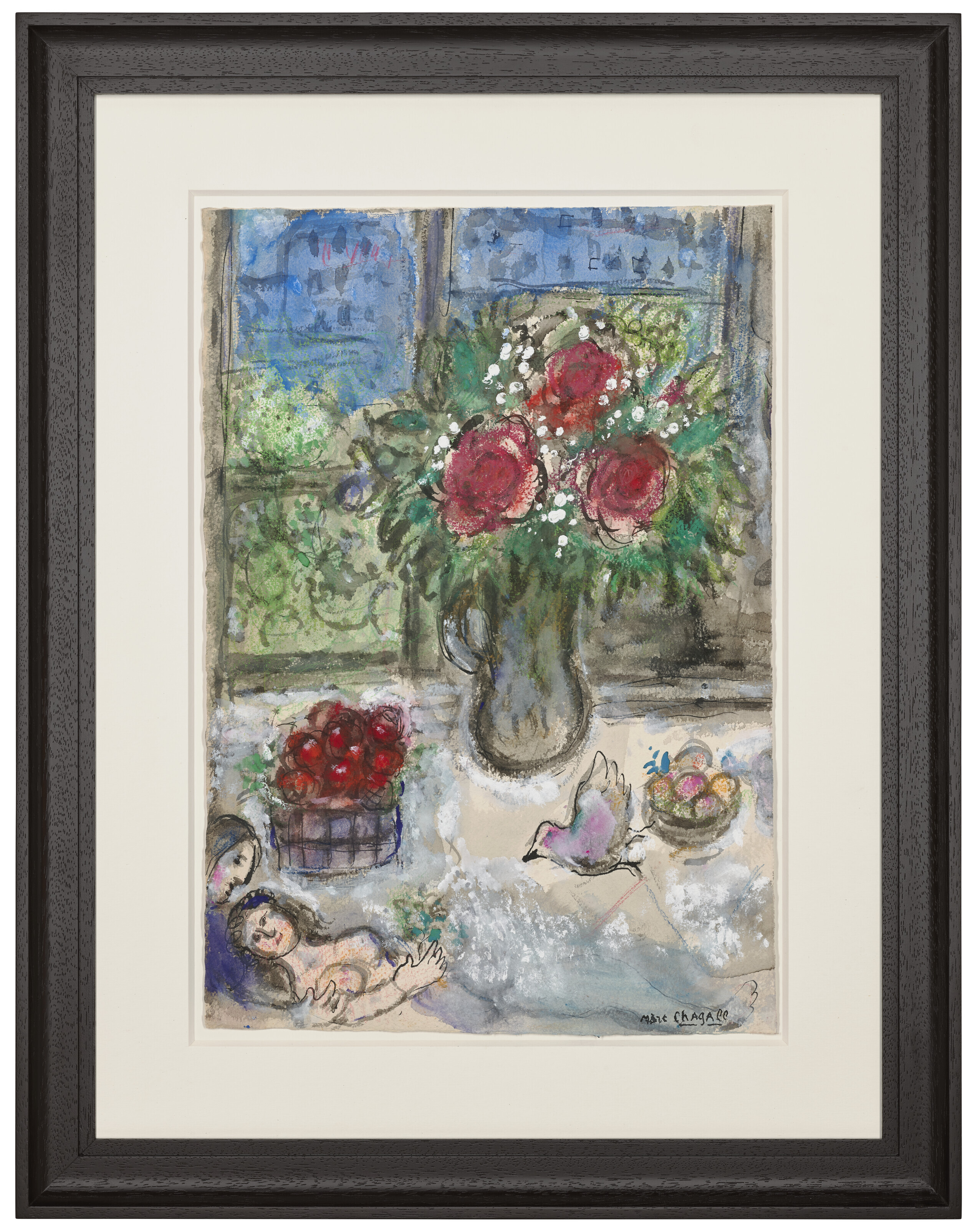 Marc Chagall — Идиллия с цветами и фруктами под окнами Парижа, изображение 4