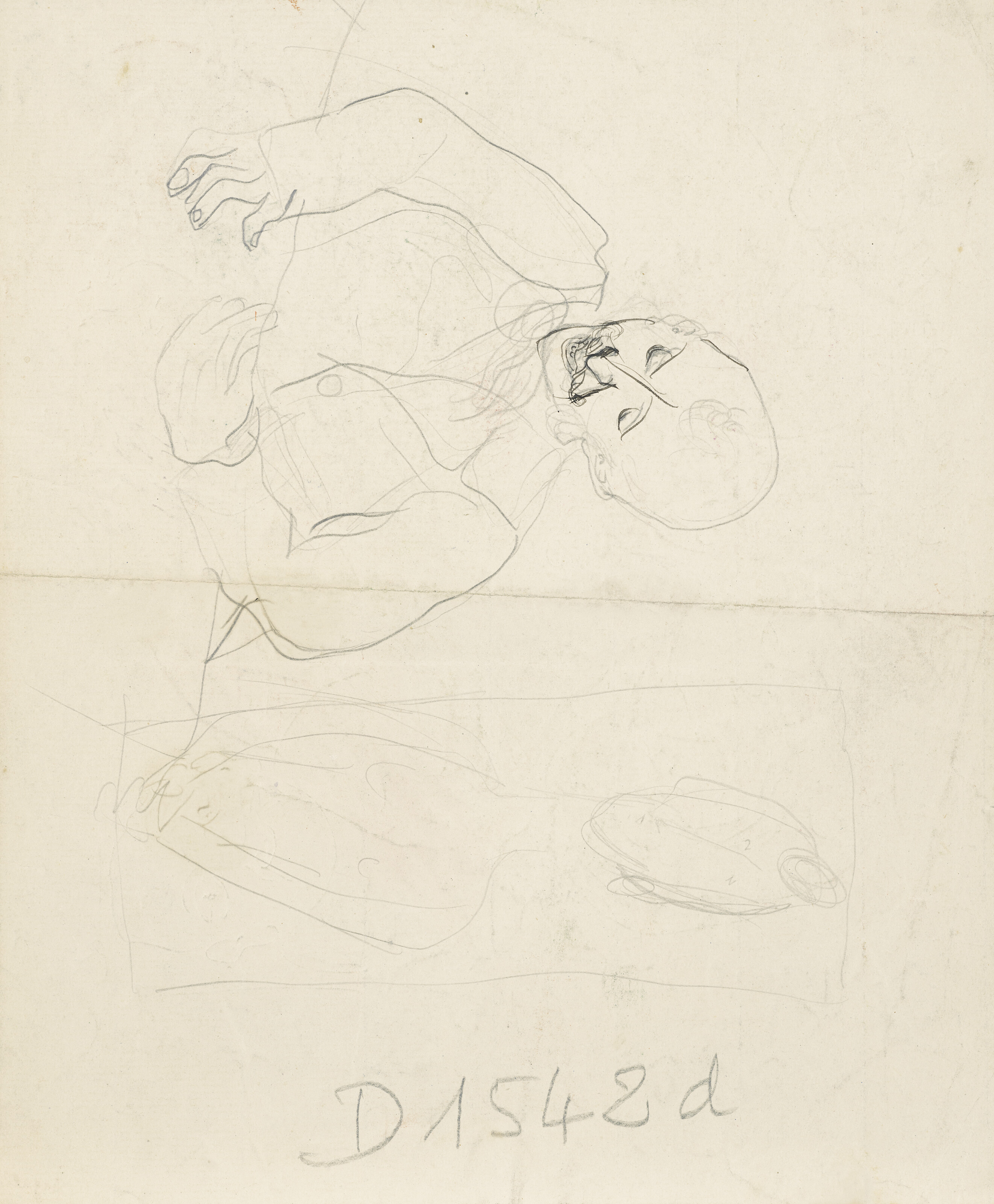 Marc Chagall — Эскиз к "Любви (1937-43)" (лицевая сторона); этюд к "Чичикову ("Мертвые души" Гоголя)" (оборотная сторона), изображение 2