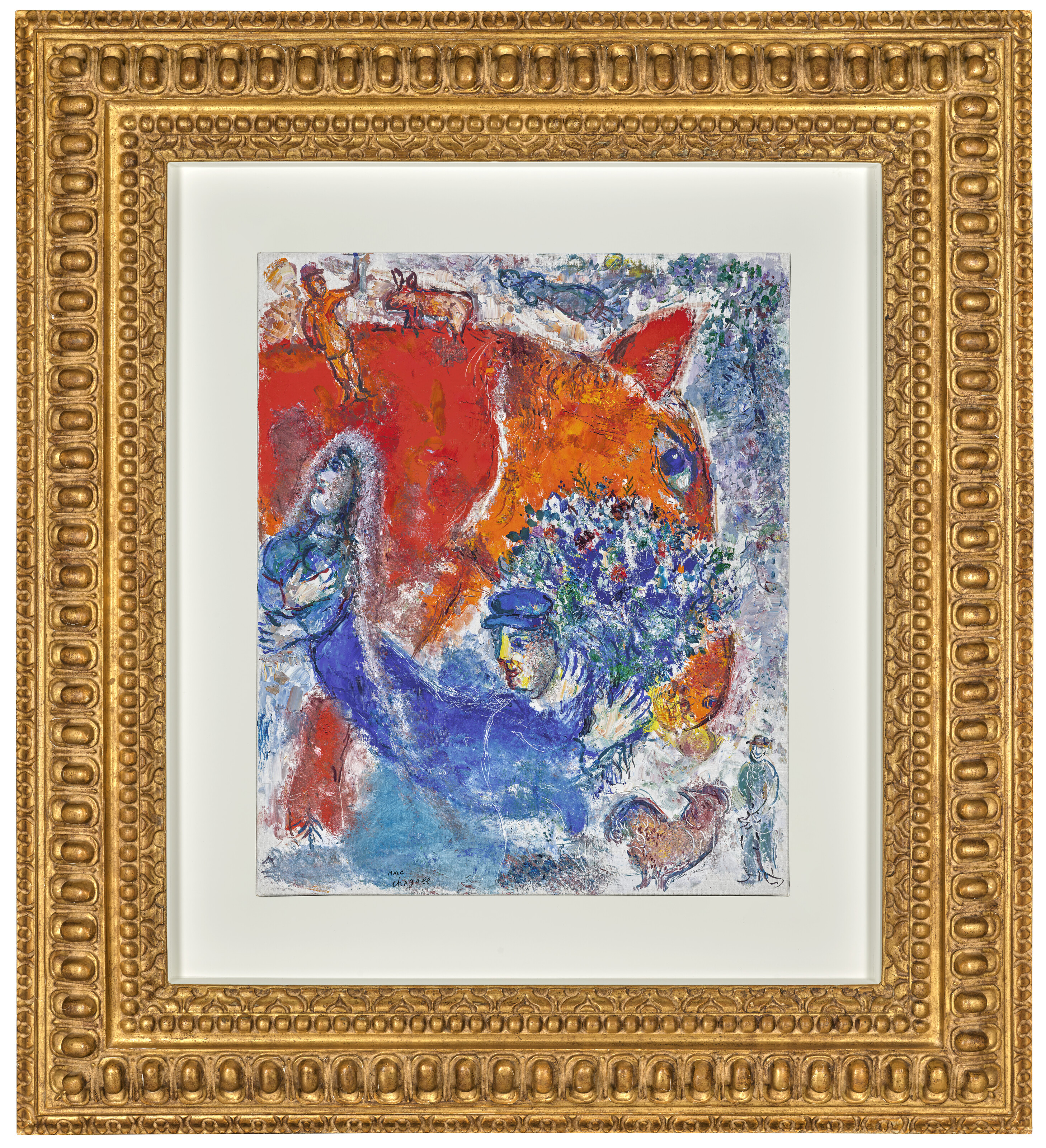 Marc Chagall — Тет-де-Шеваль Руж Ен АВЭК пара Ан Блю ОКС флер, изображение 2
