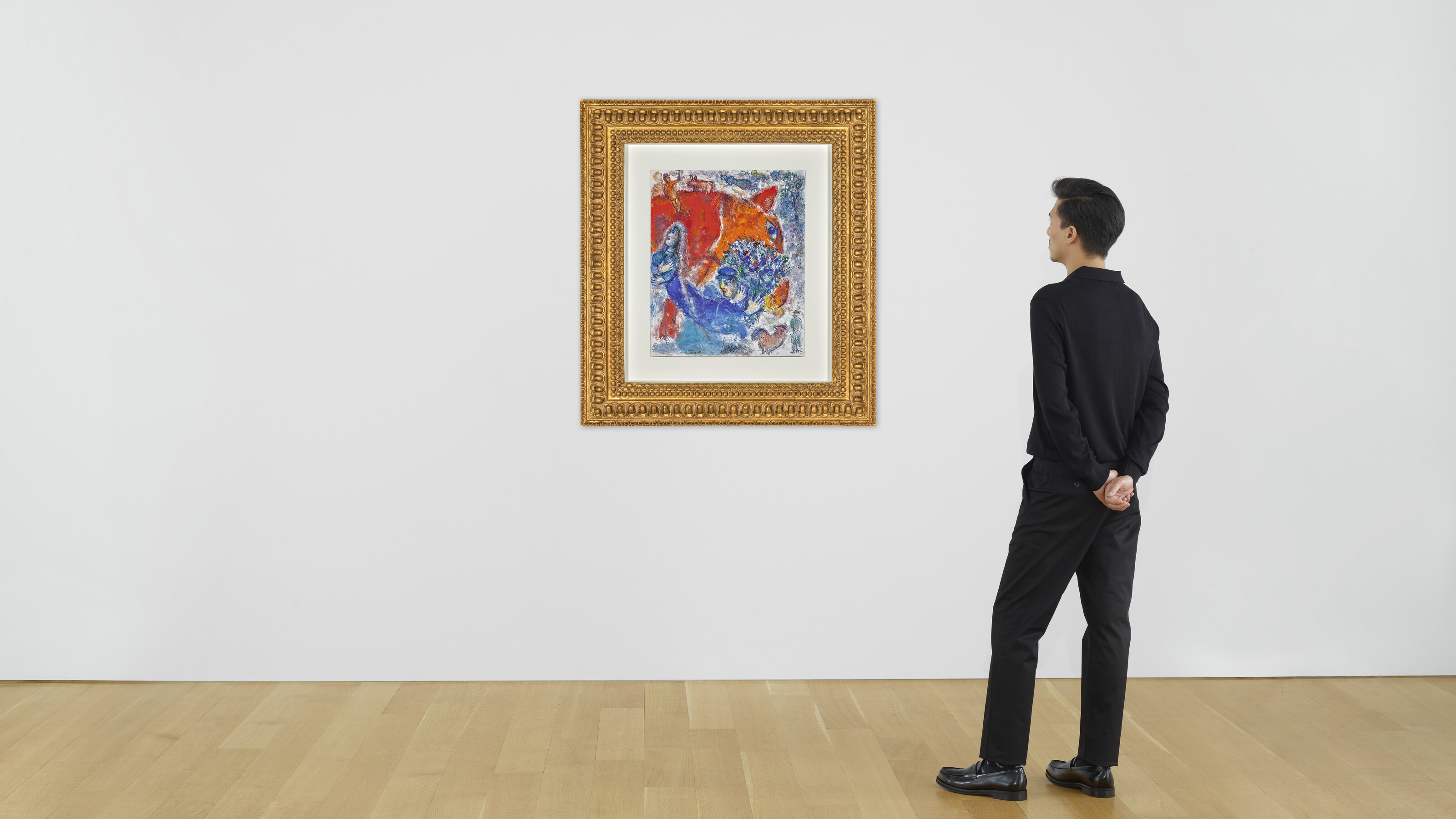 Marc Chagall — Тет-де-Шеваль Руж Ен АВЭК пара Ан Блю ОКС флер, изображение 4