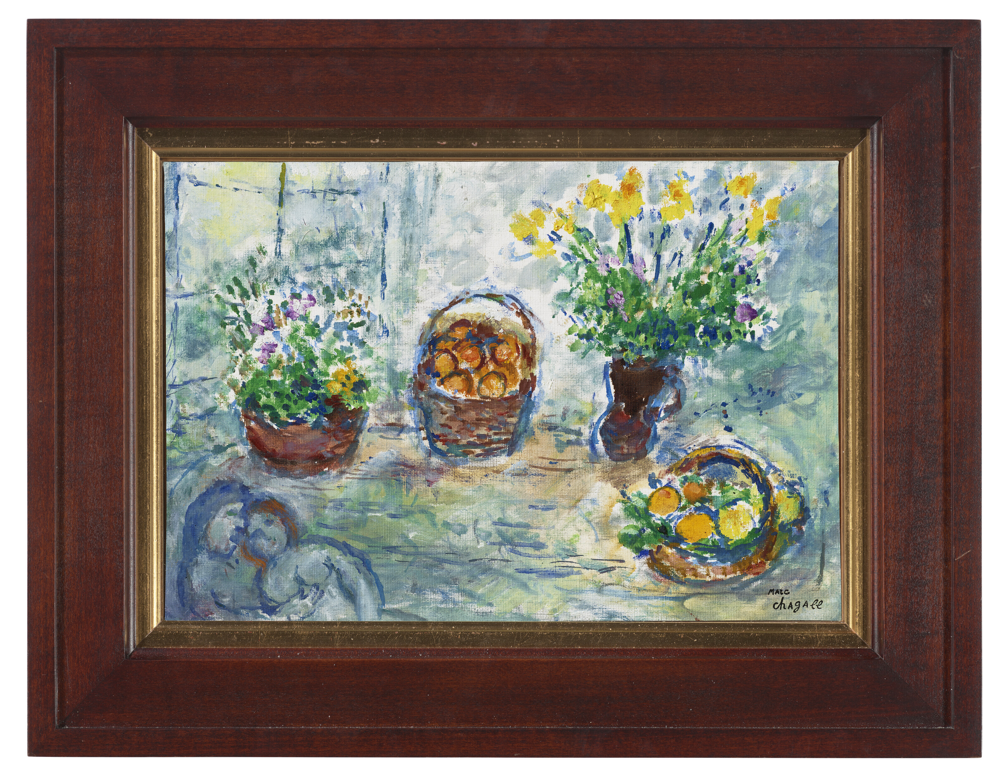 Marc Chagall — Цветы и корзиночки с фруктами на столе, изображение 2