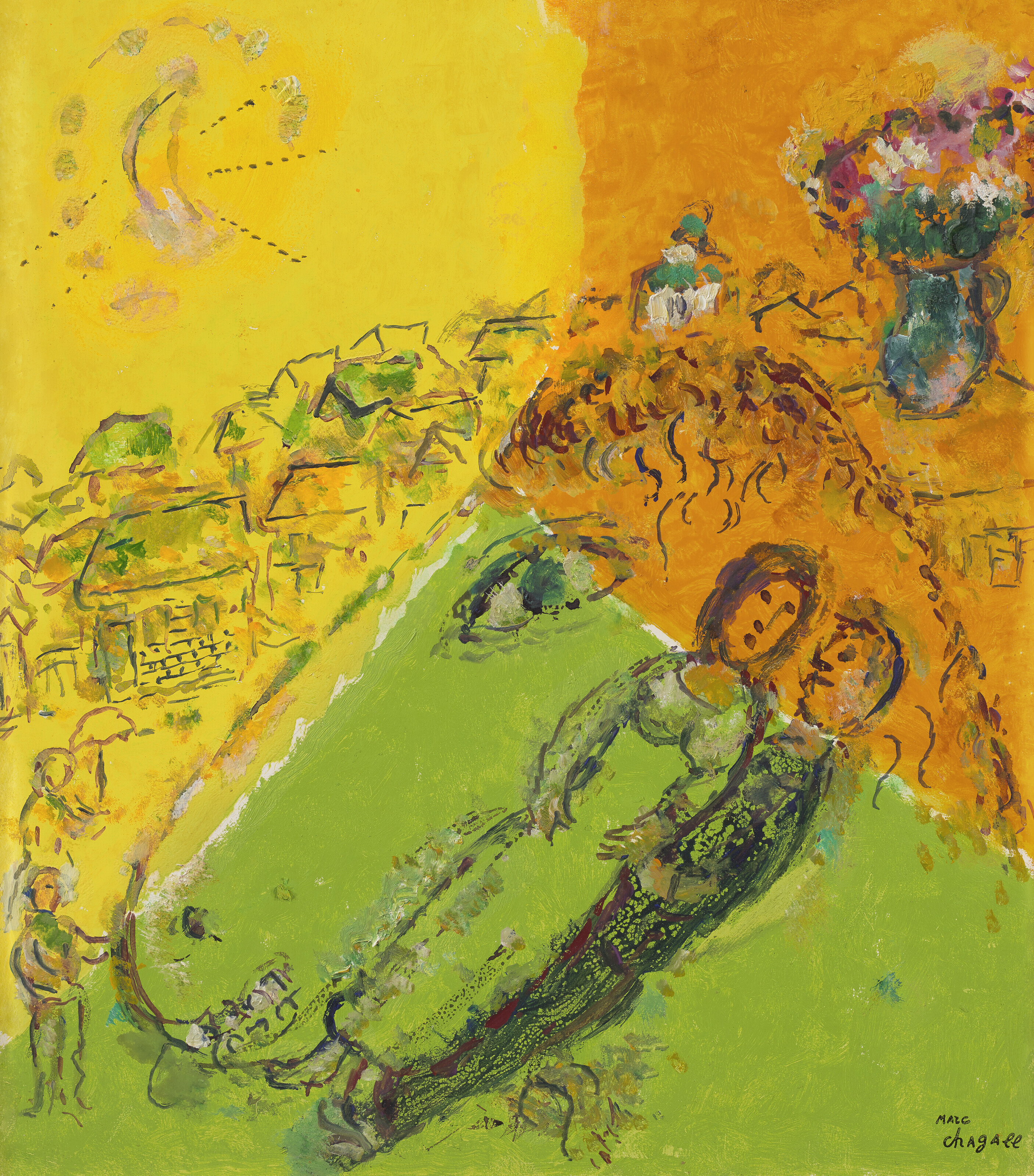 Marc Chagall — Пара танцует в профиль на одном, изображение 1