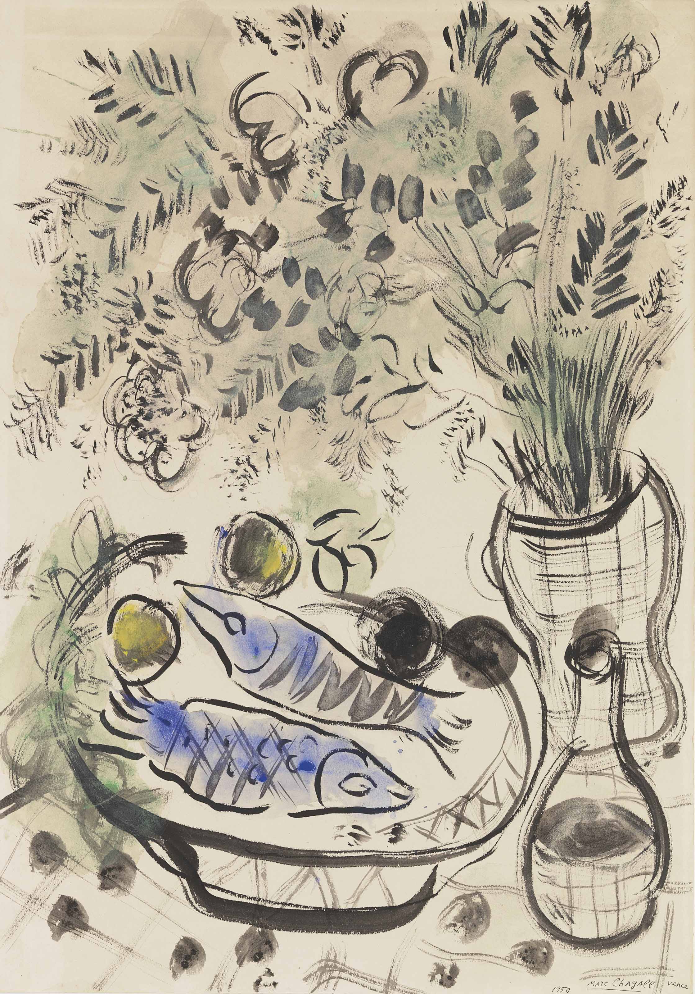 Marc Chagall — Пуассоны и цветы
