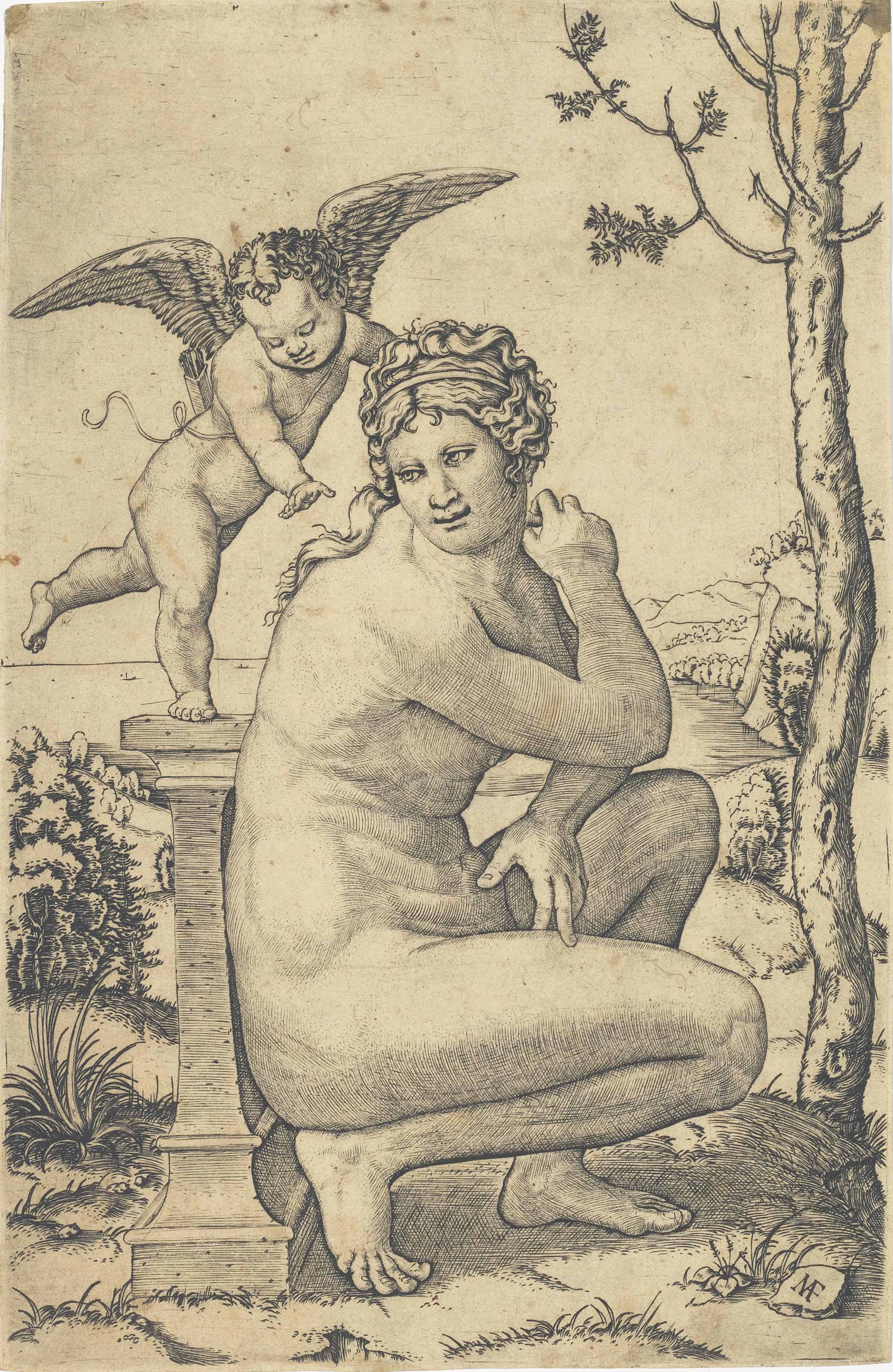 Marcantonio Raimondi — Крадущаяся Венера (Bartsch 313)