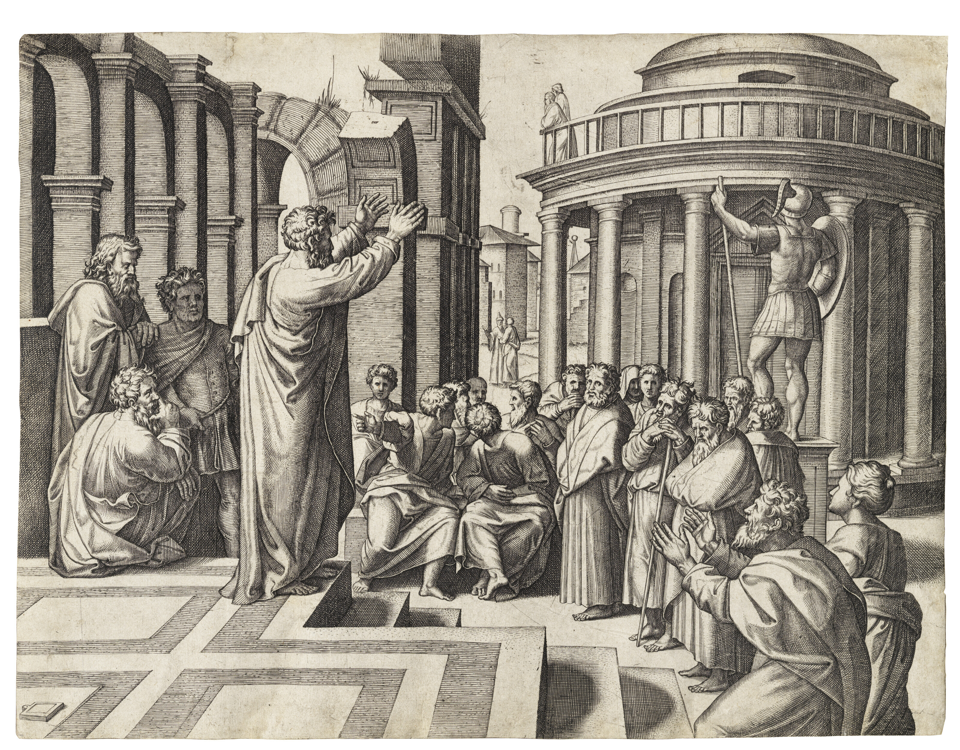 Marcantonio Raimondi — Проповедь святого Павла в Афинах