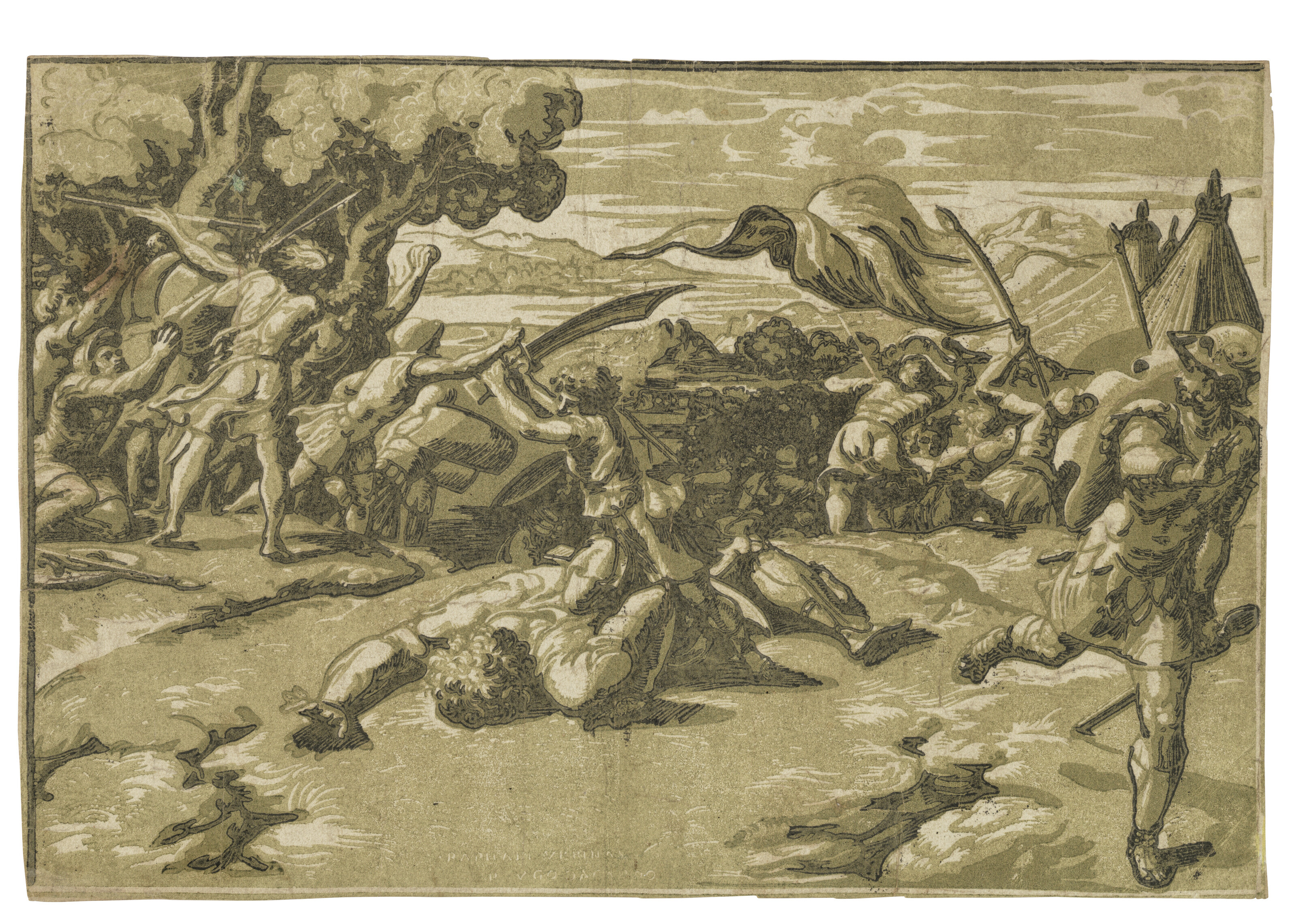 Marcantonio Raimondi — Давид и Голиаф