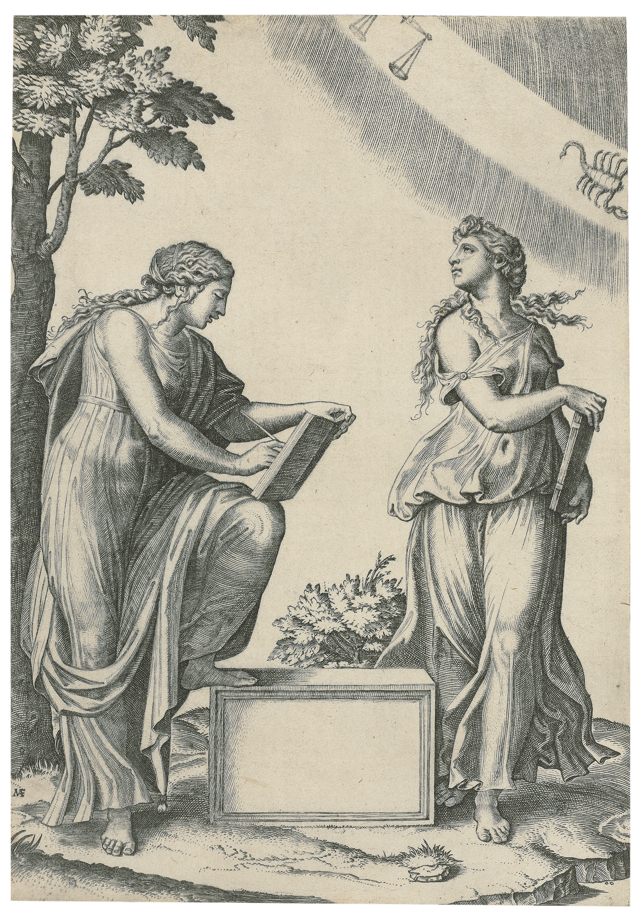 Marcantonio Raimondi — Две женщины по знаку Зодиака