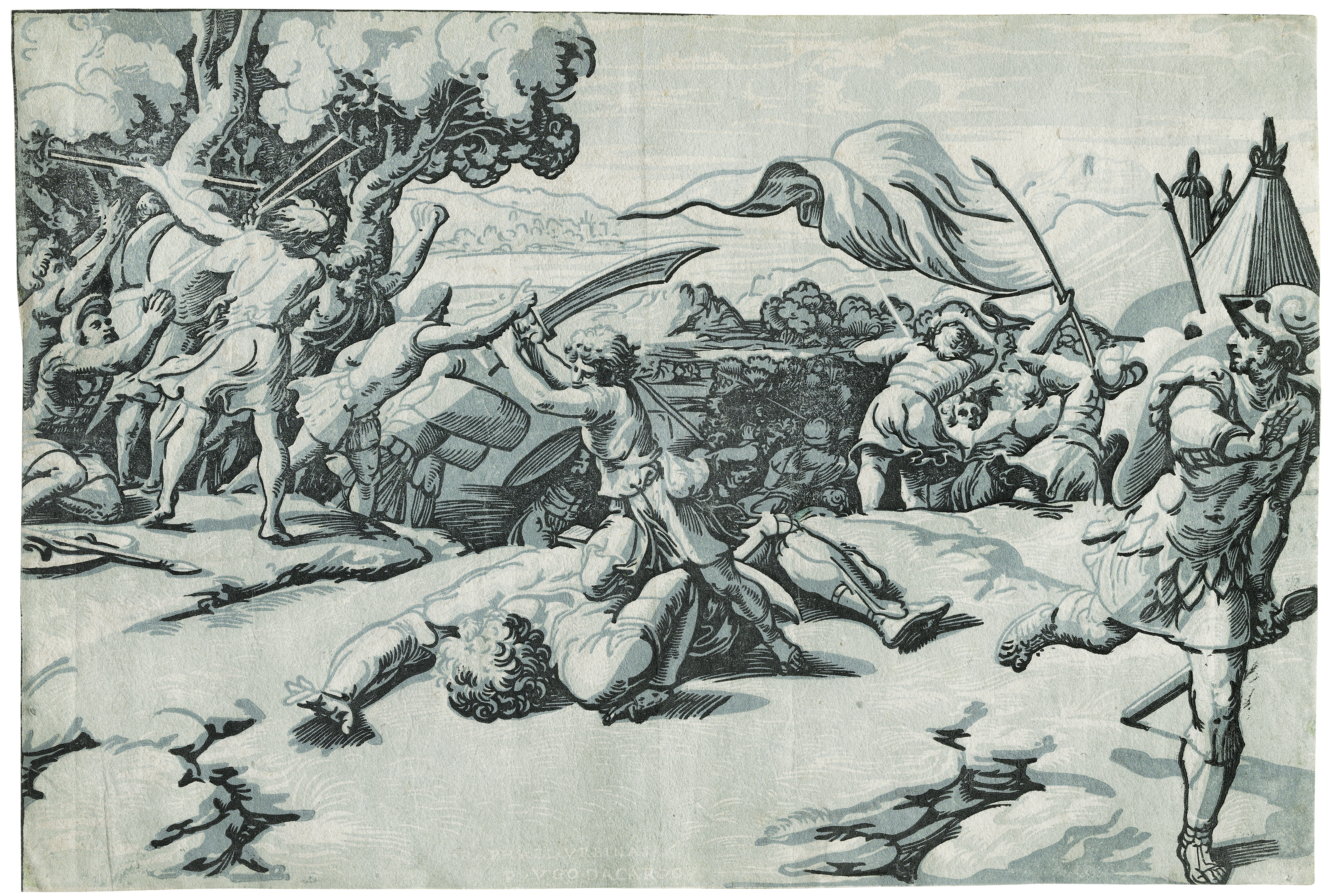 Marcantonio Raimondi — Давид и Голиаф