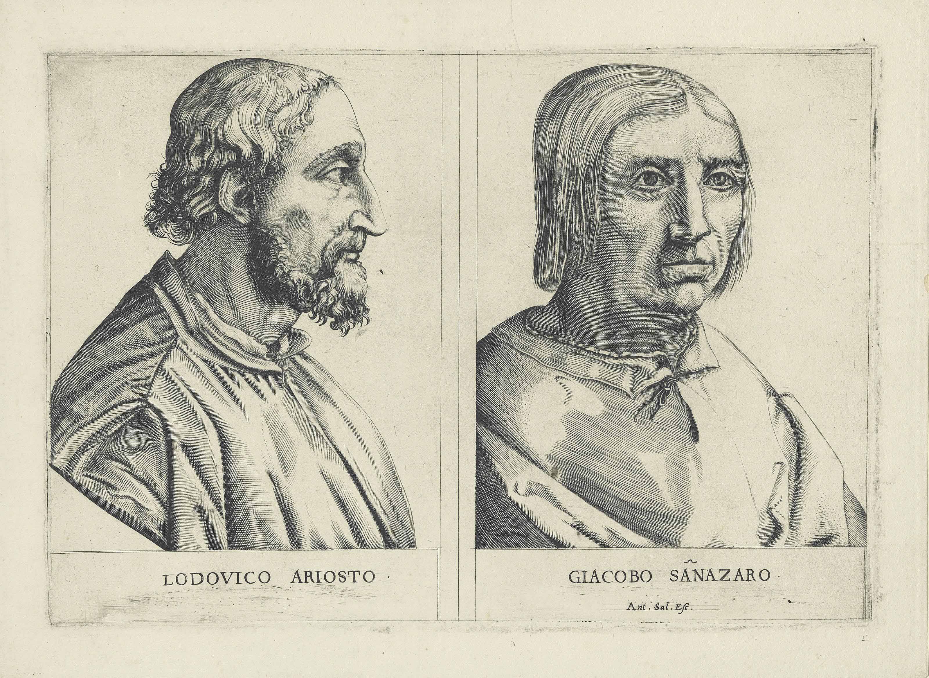 Marcantonio Raimondi — Двойной портрет Лодовико Ариосто и Якопо Санназаро
