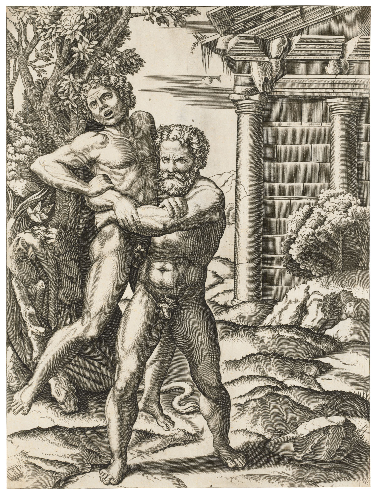 Marcantonio Raimondi — Геракл и Антей