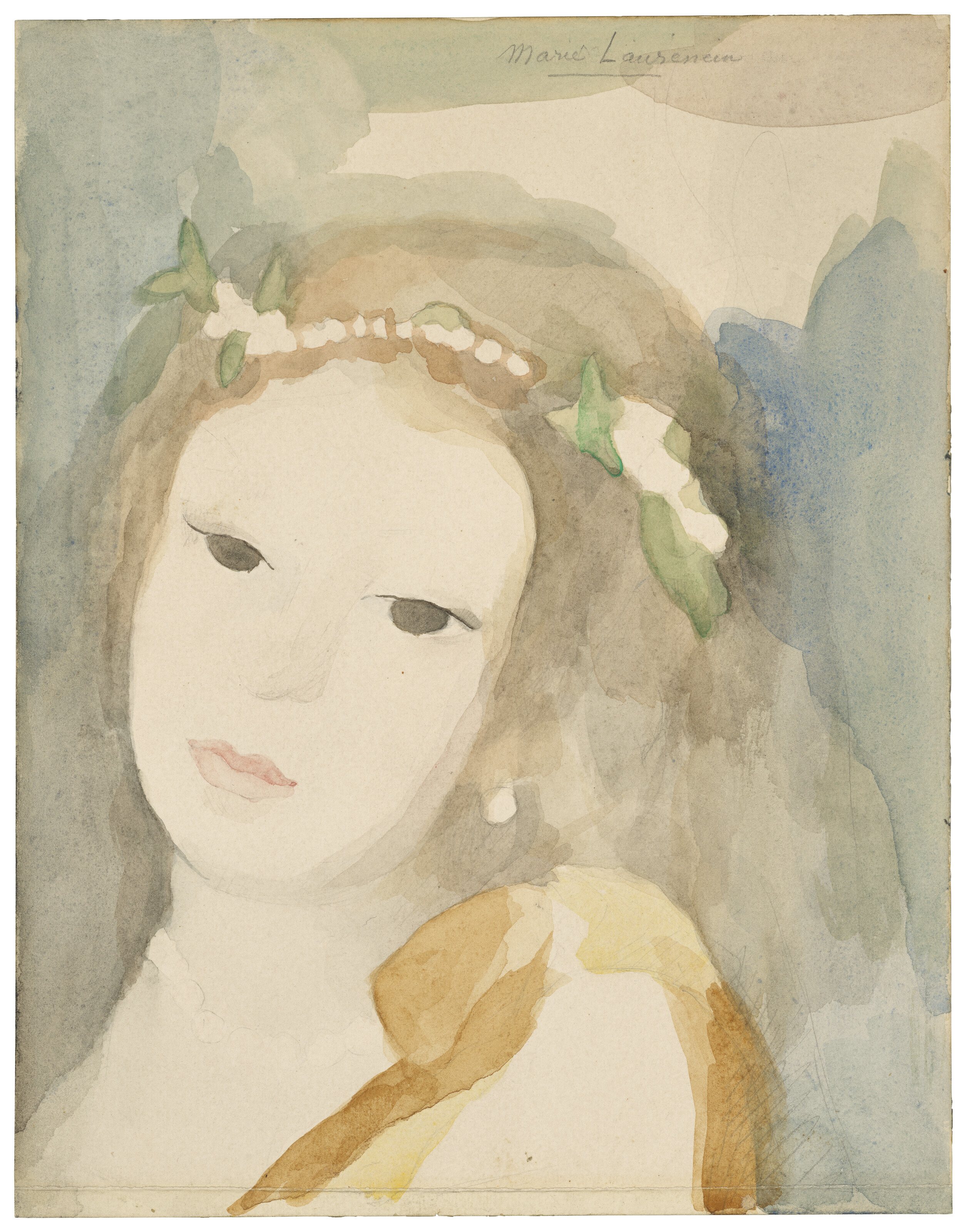 Marie Laurencin — Молодая девушка, ухаживающая за перлами и цветами, изображение 2