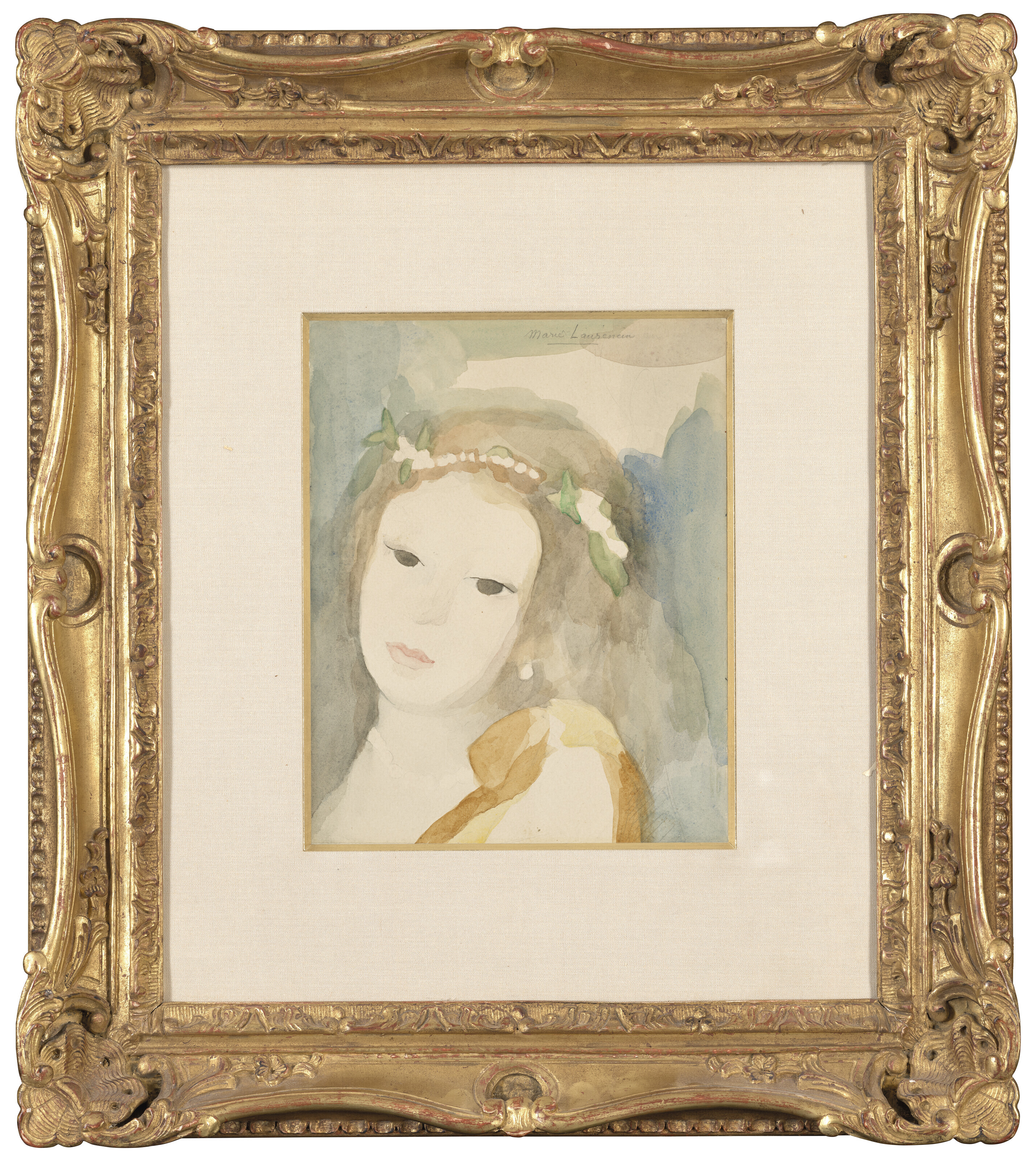 Marie Laurencin — Молодая девушка, ухаживающая за перлами и цветами, изображение 4