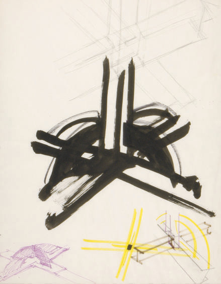 Mark Di Suvero — Без названия (скульптурный этюд); и сопутствующий рисунок