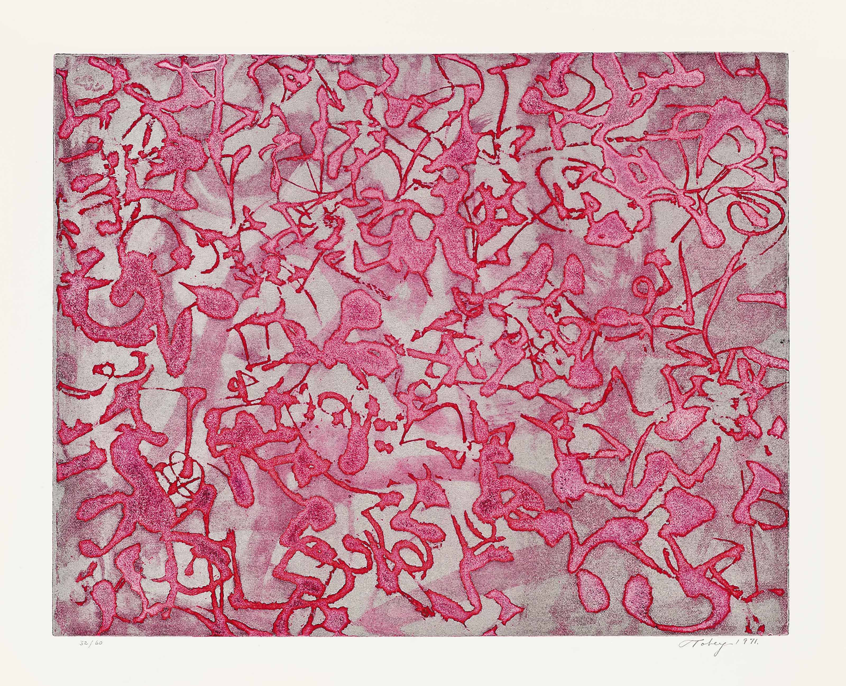 Mark Tobey — Формуляры в процессе разработки, I, 1971; Erker Presse, № 21, 1970; Head (коричневый), 1970; Head, 1970