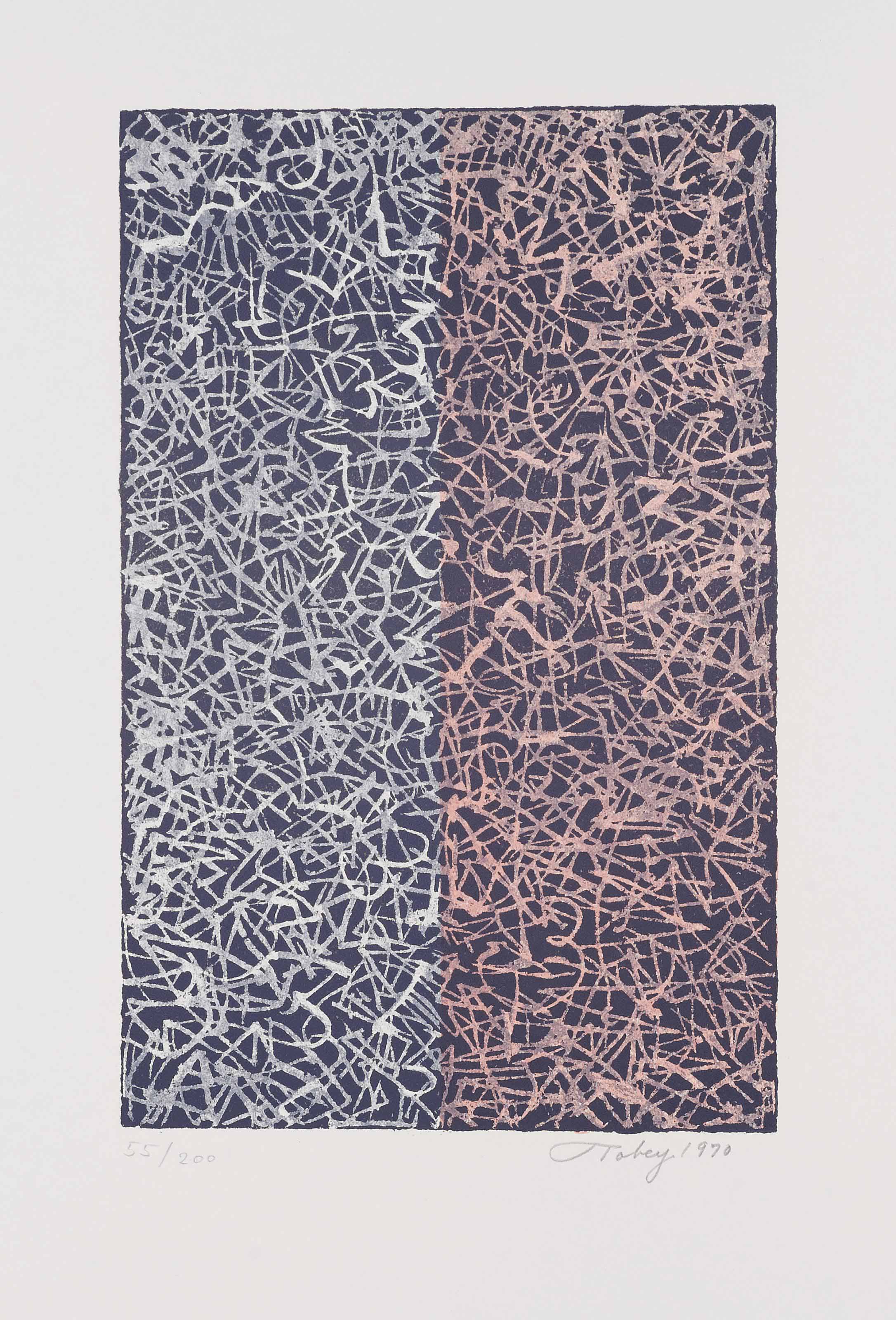 Mark Tobey — "Уходящий", 1971; "Композиция", 1970; "Половина за половиной", 1970; "Октябрь", 1970